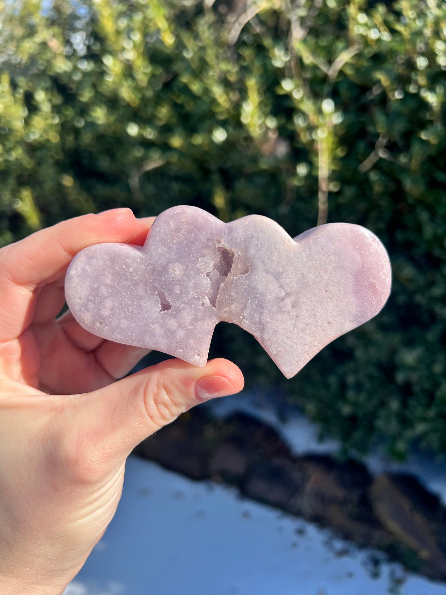 Pink Amethyst Double Hearts