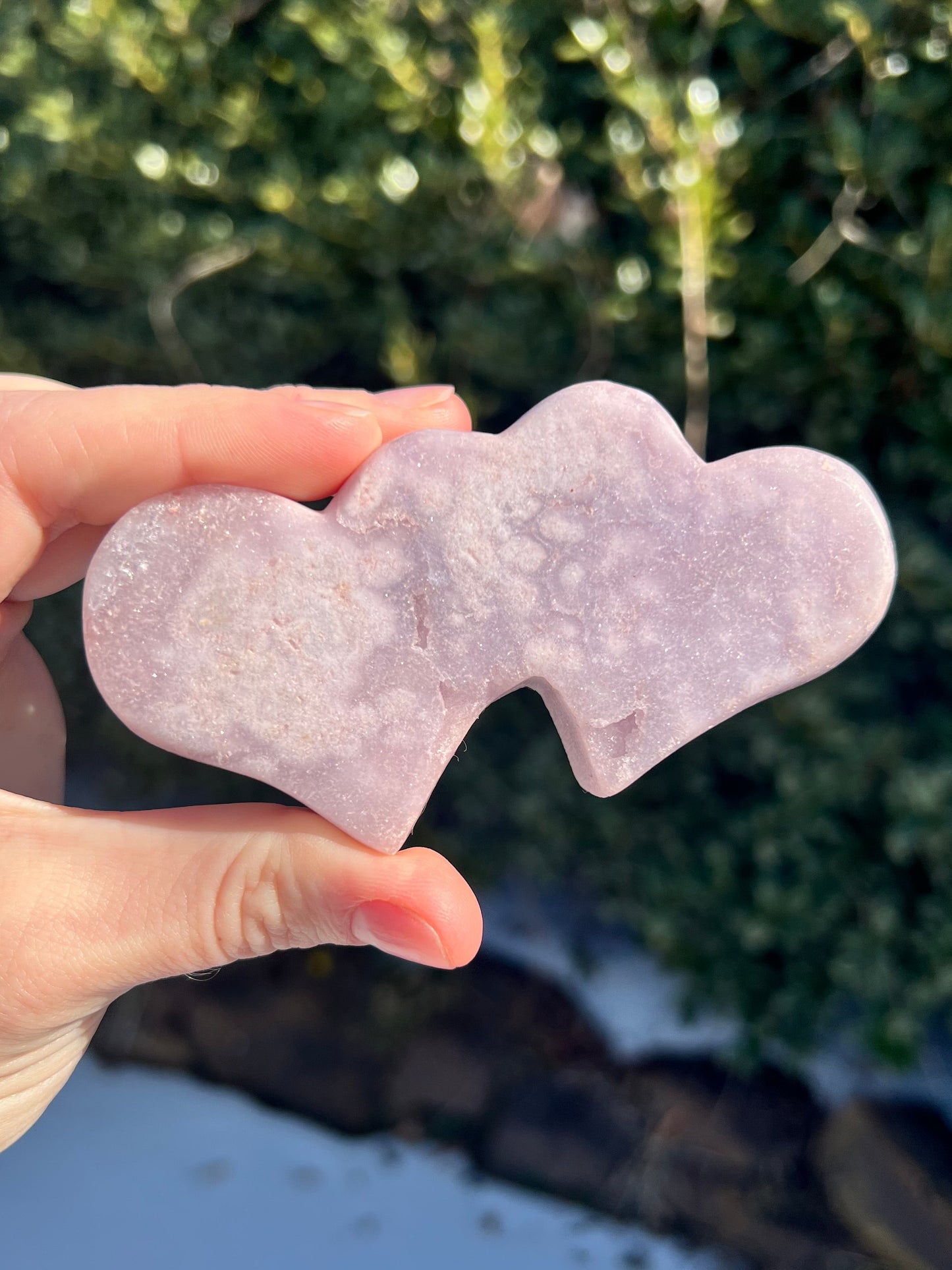 Pink Amethyst Double Hearts