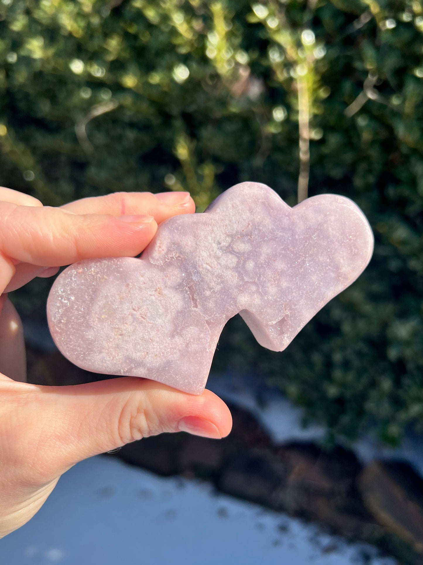 Pink Amethyst Double Hearts
