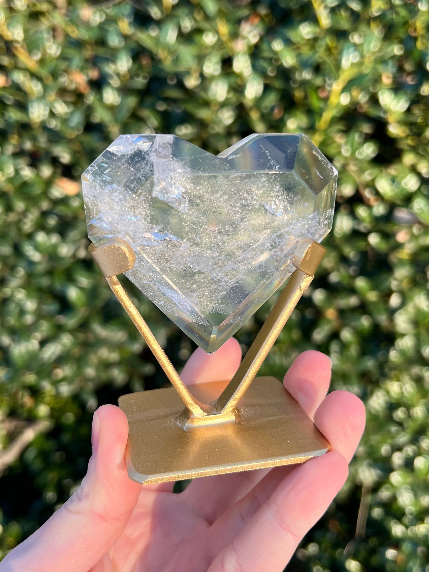 Faceted Quartz Hearts on Stands