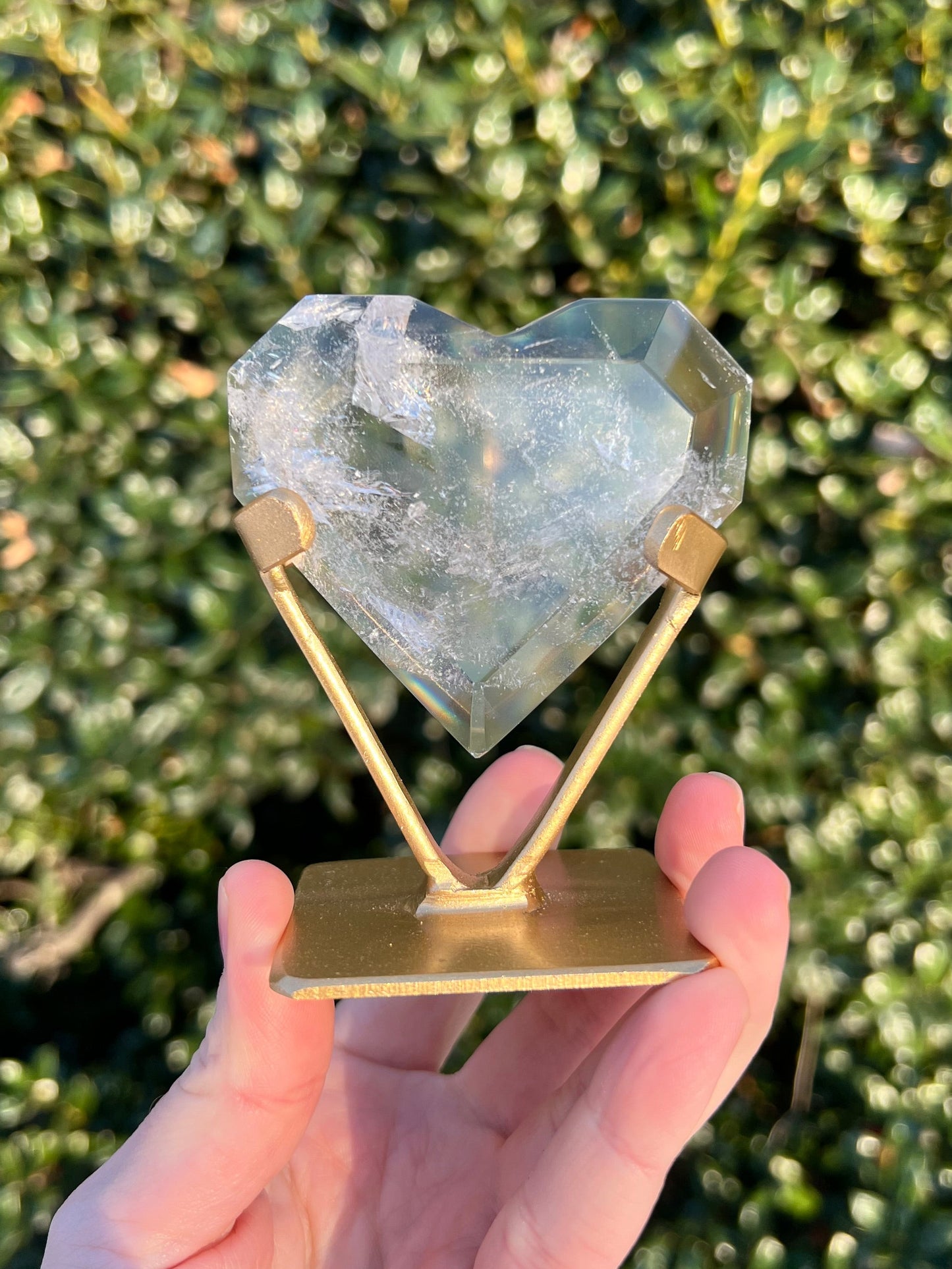 Faceted Quartz Hearts on Stands