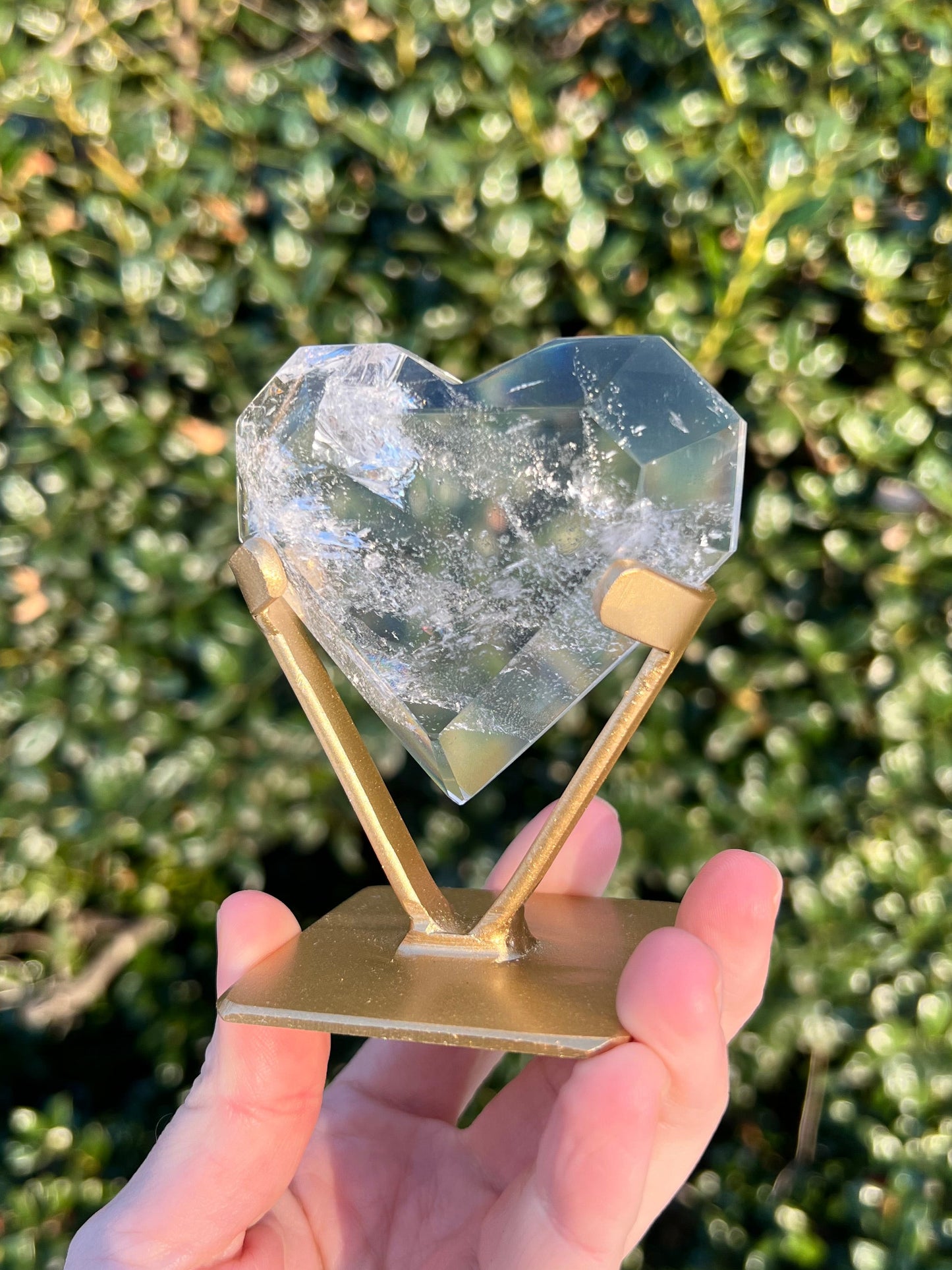 Faceted Quartz Hearts on Stands