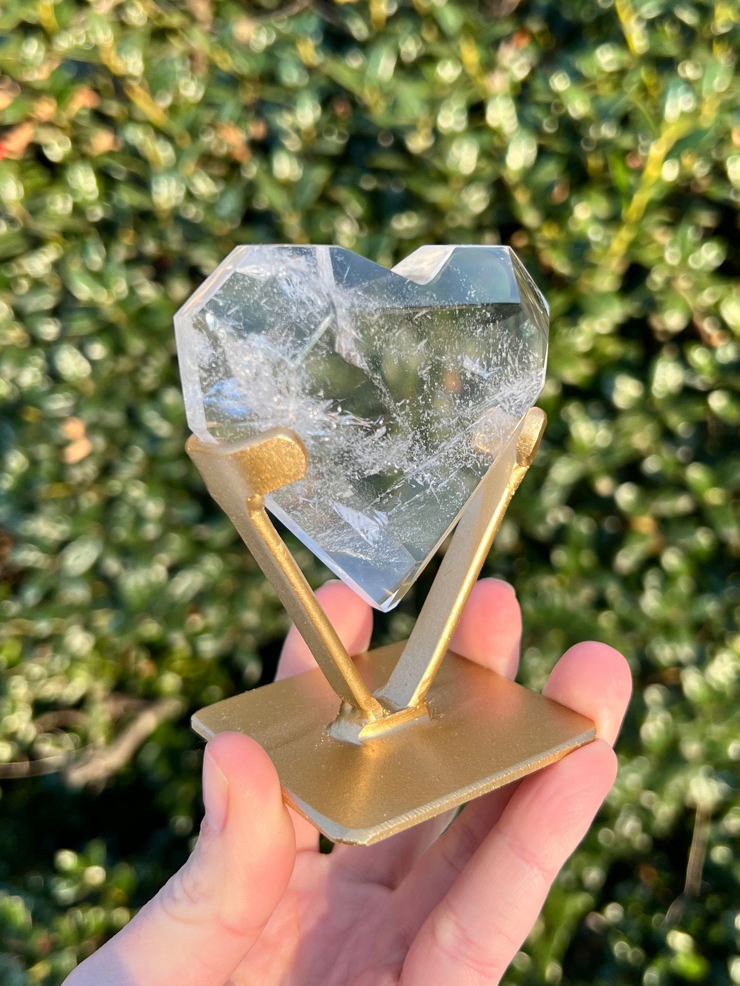 Faceted Quartz Hearts on Stands