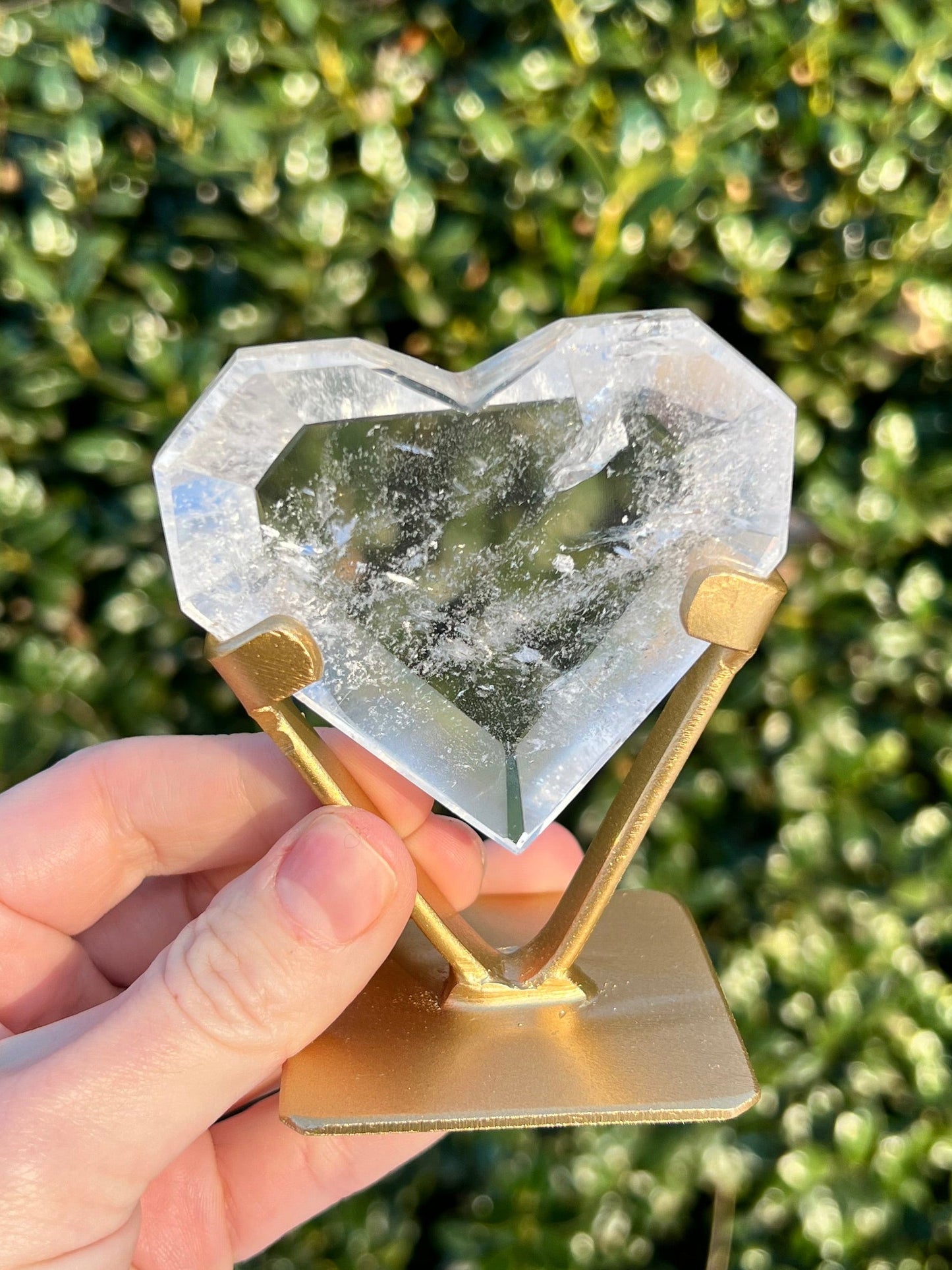 Faceted Quartz Hearts on Stands