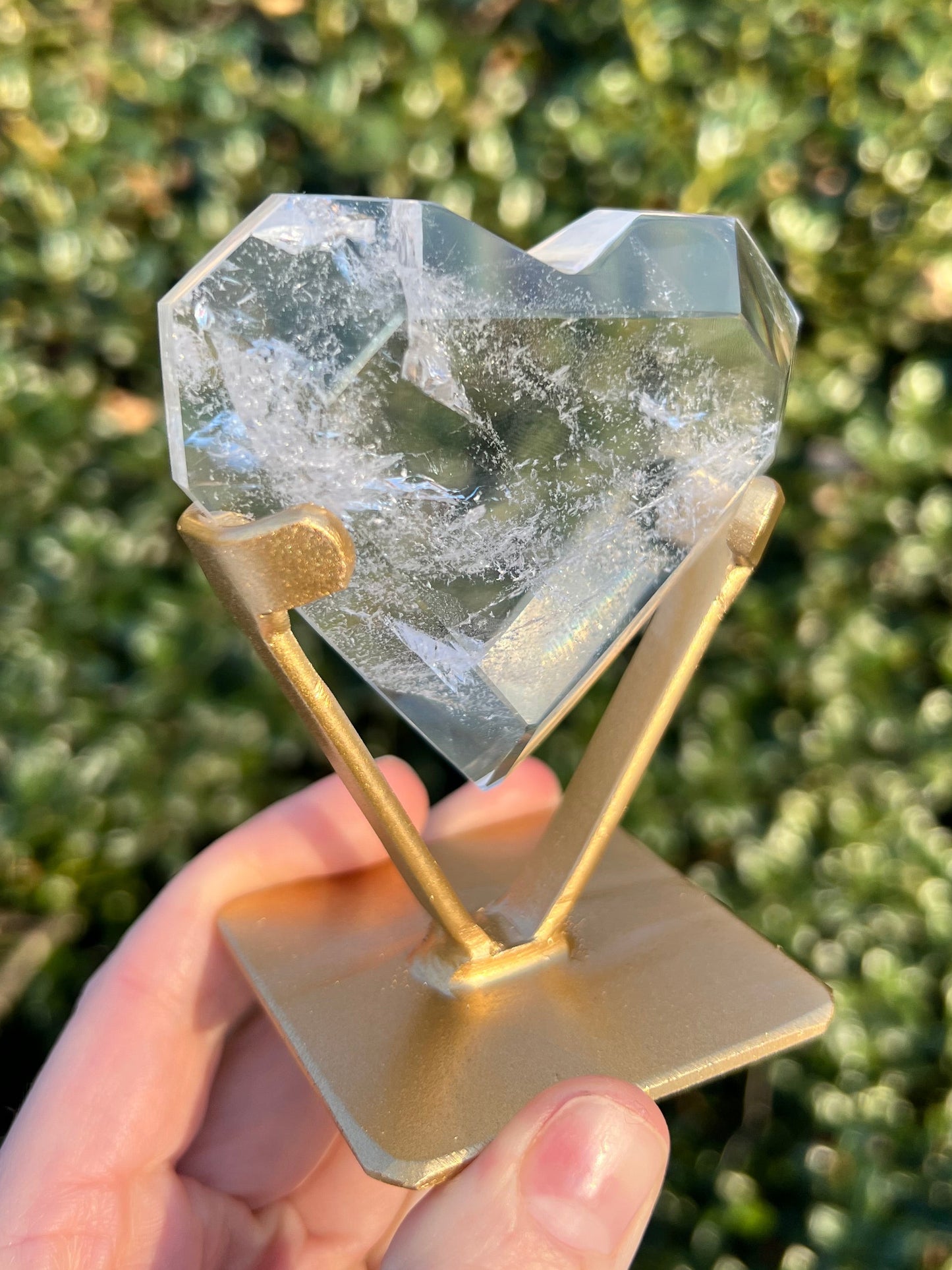 Faceted Quartz Hearts on Stands