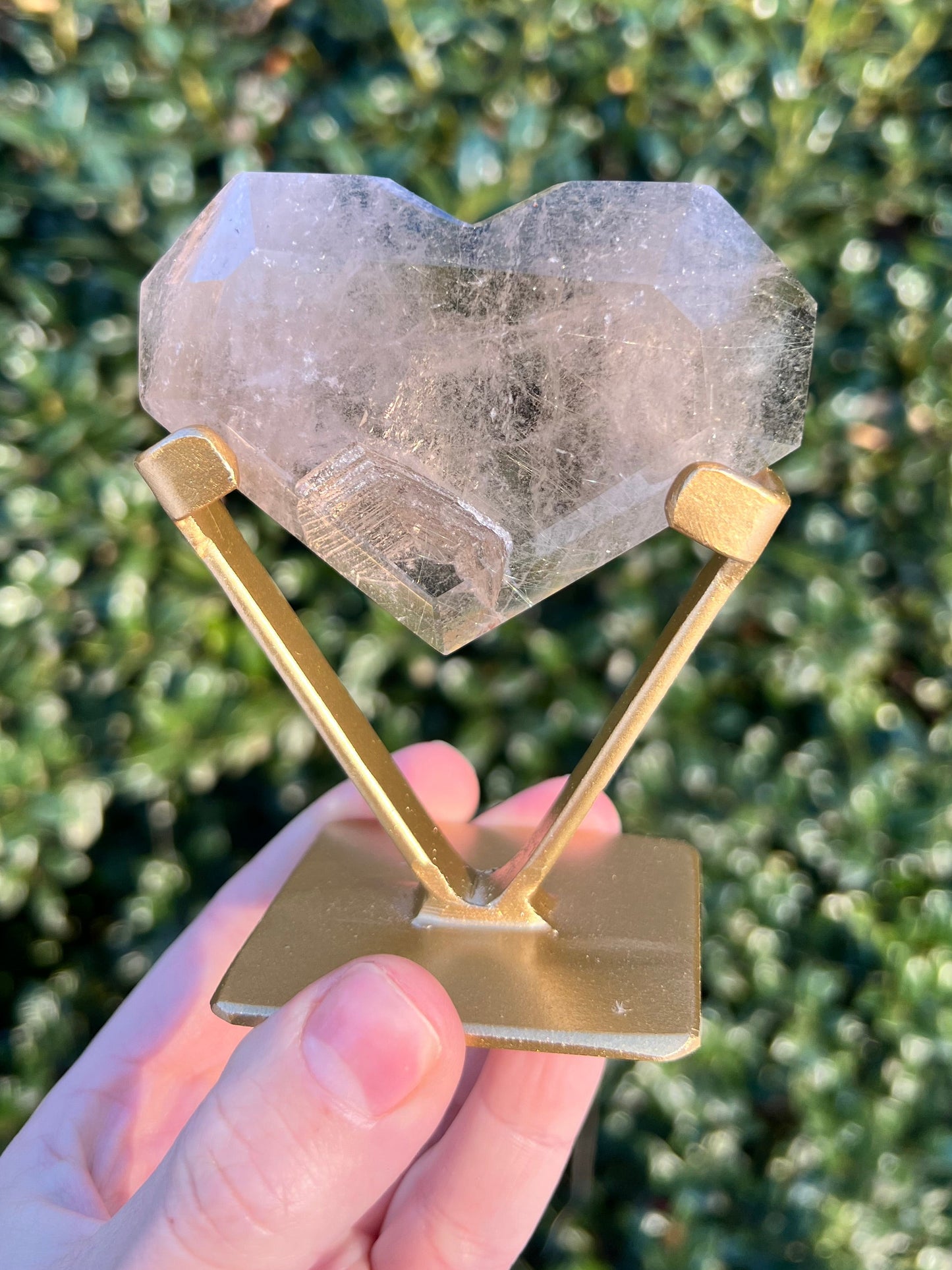 Faceted Quartz Hearts on Stands