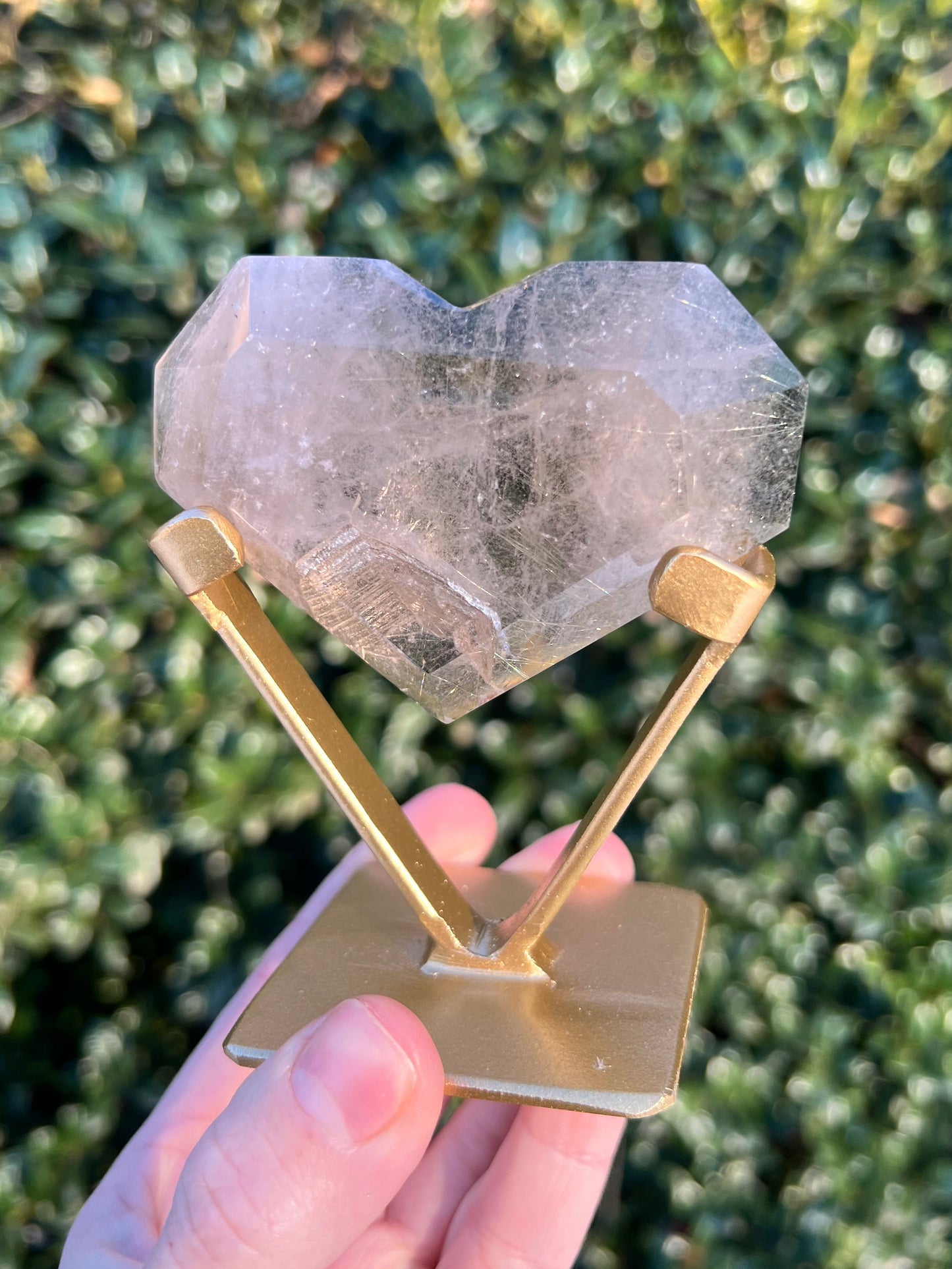 Faceted Quartz Hearts on Stands