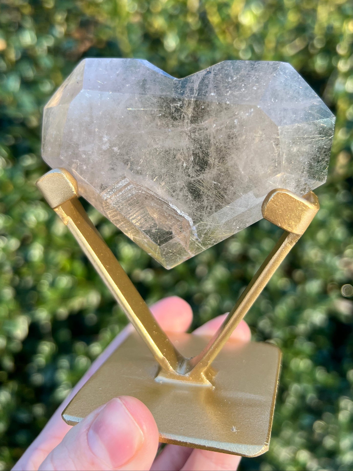 Faceted Quartz Hearts on Stands