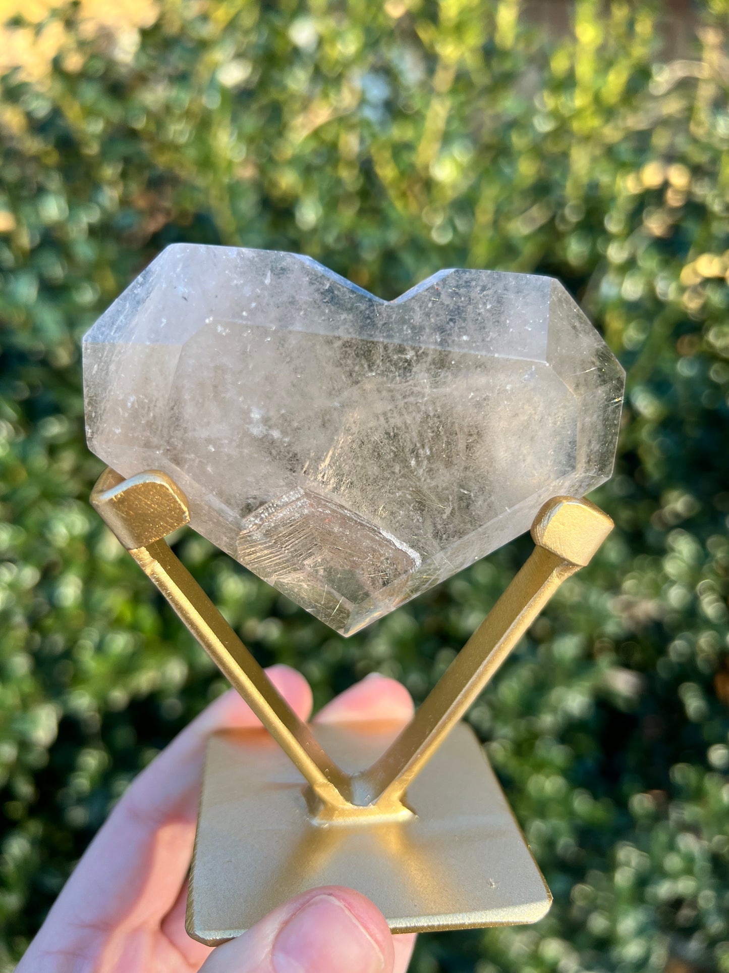 Faceted Quartz Hearts on Stands