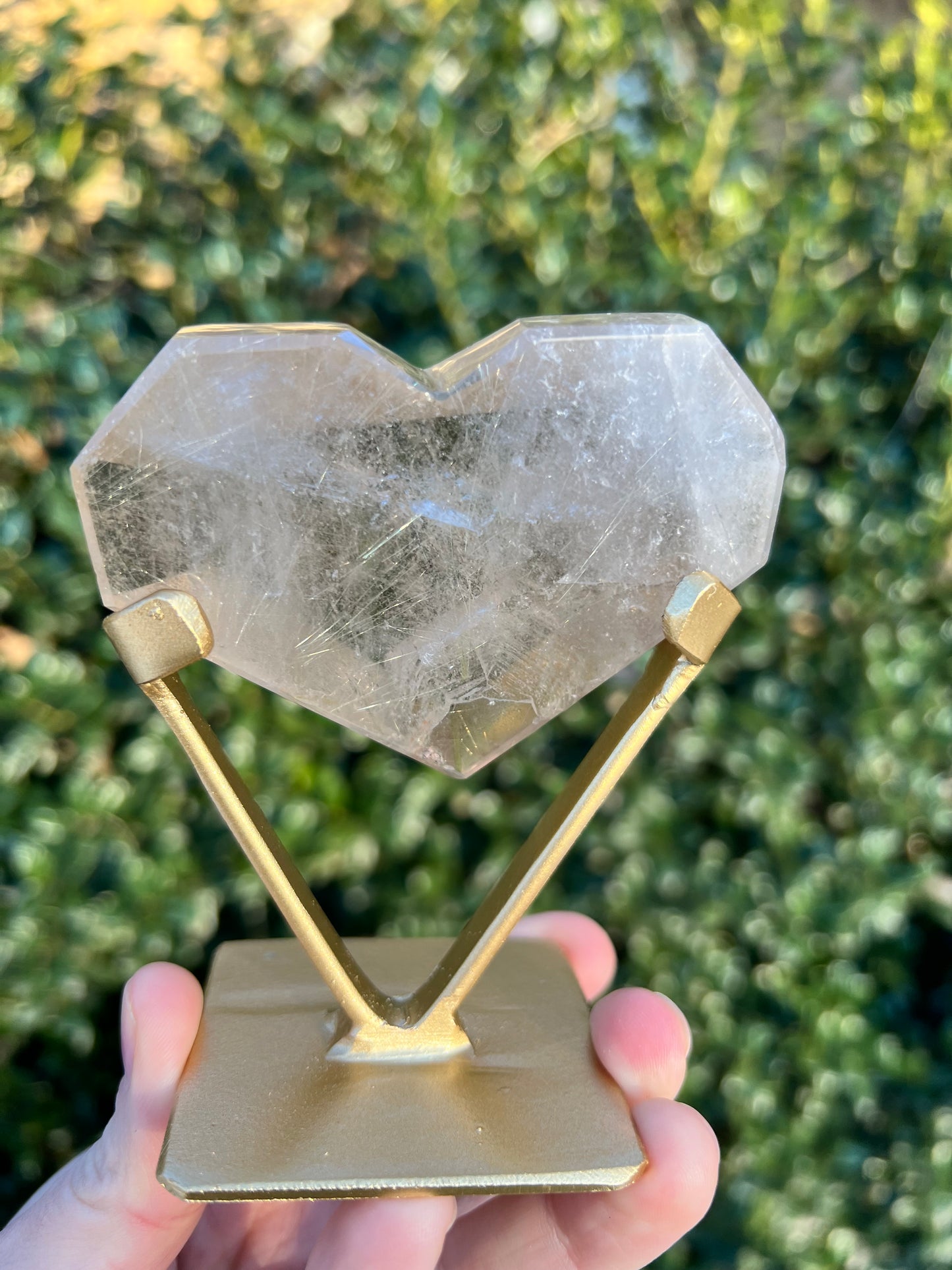 Faceted Quartz Hearts on Stands