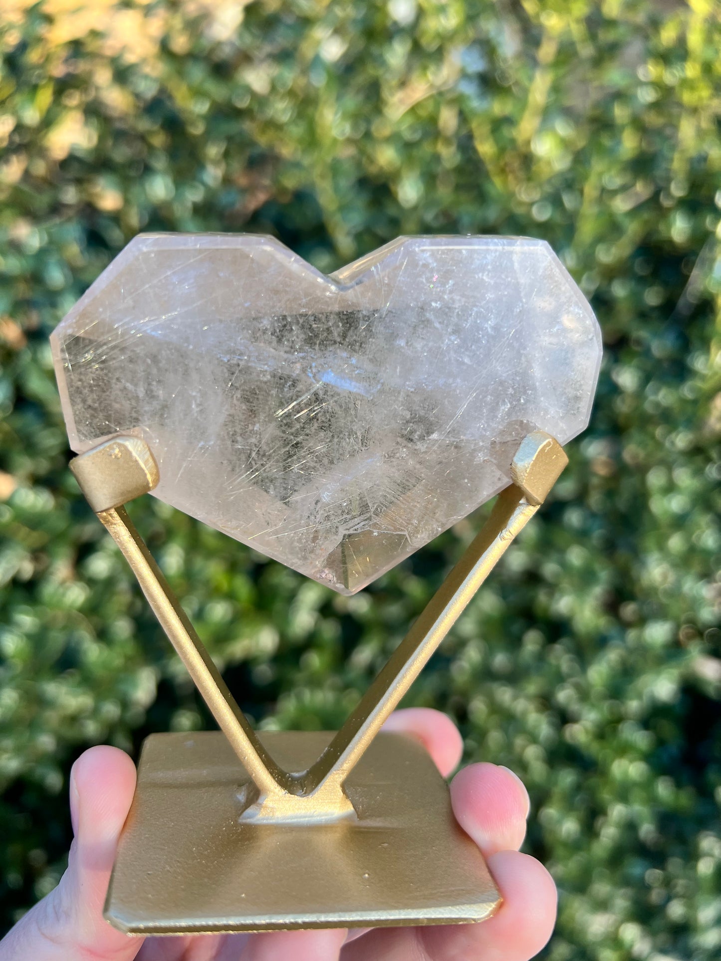 Faceted Quartz Hearts on Stands