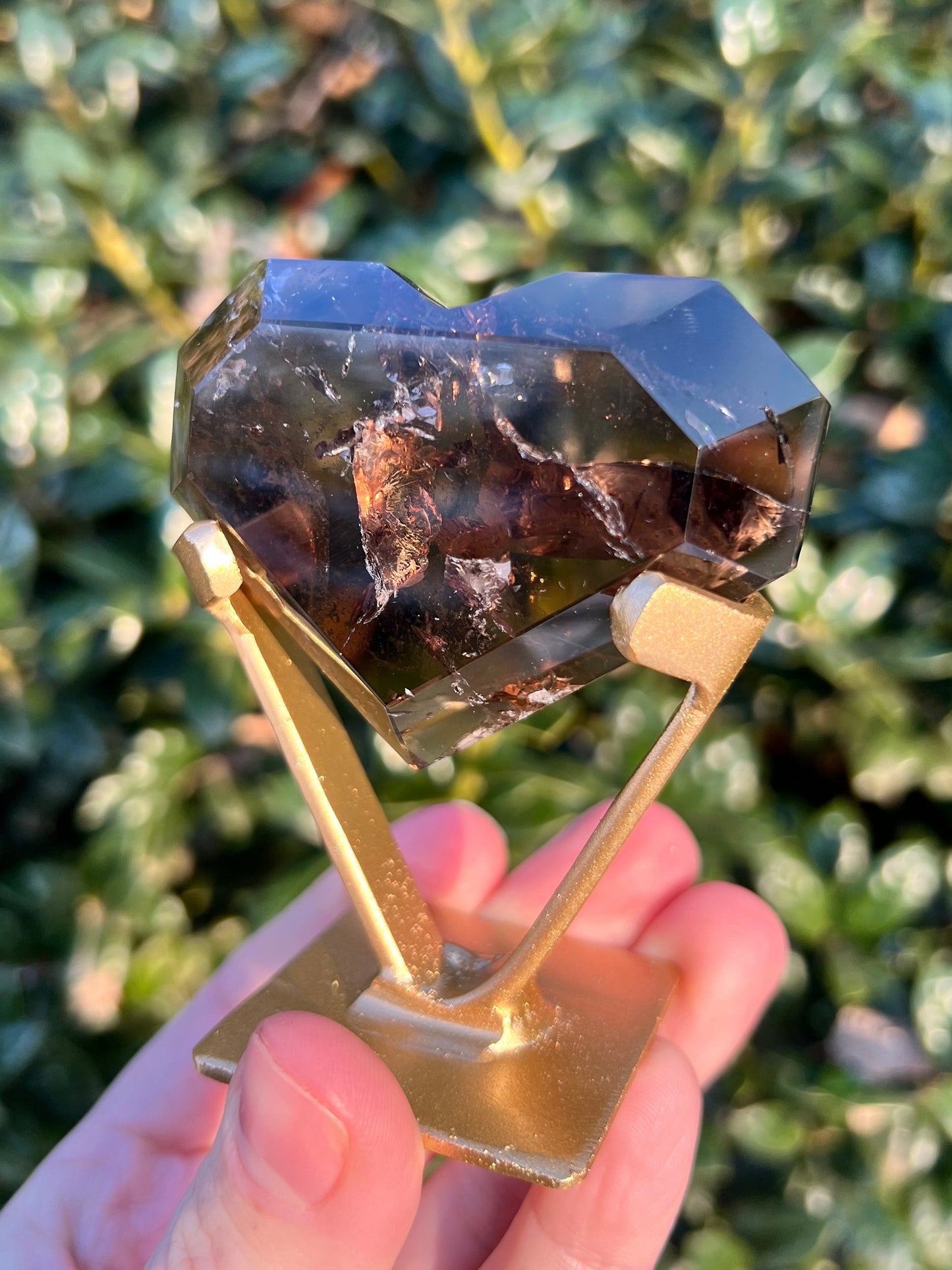 Faceted Quartz Hearts on Stands