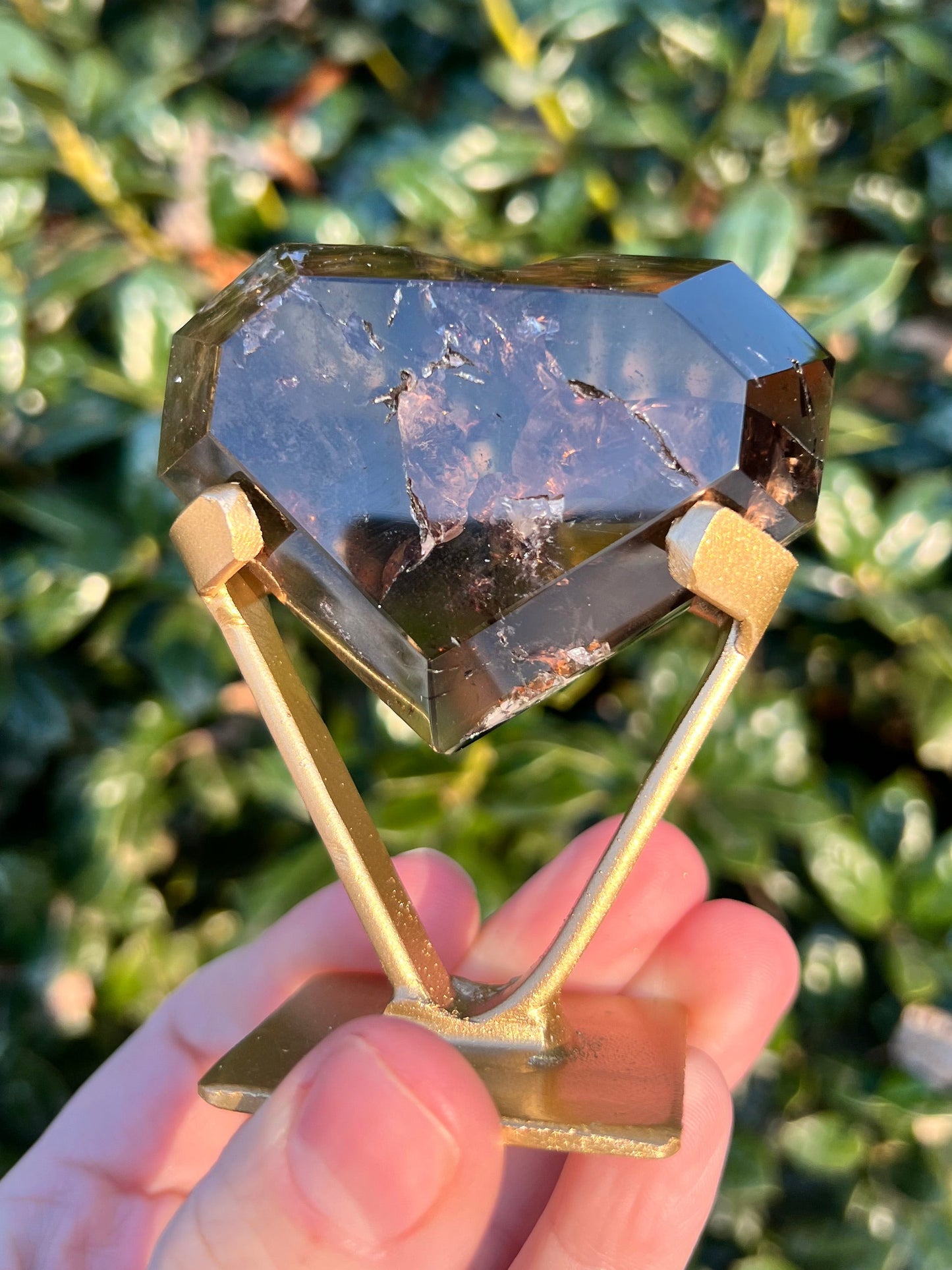 Faceted Quartz Hearts on Stands