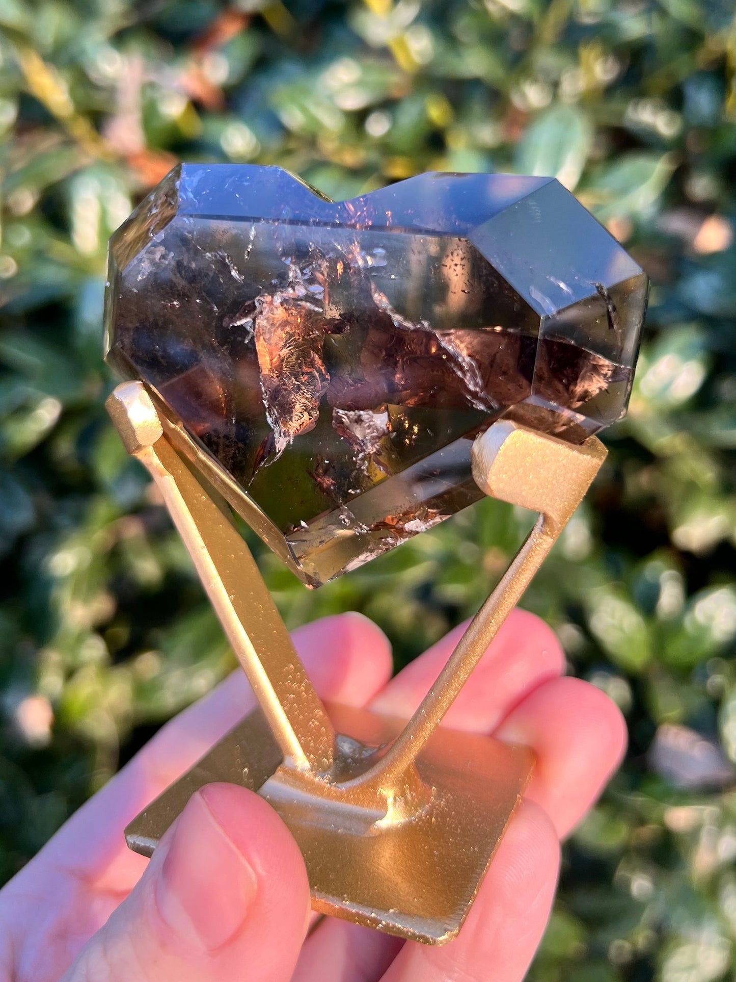 Faceted Quartz Hearts on Stands