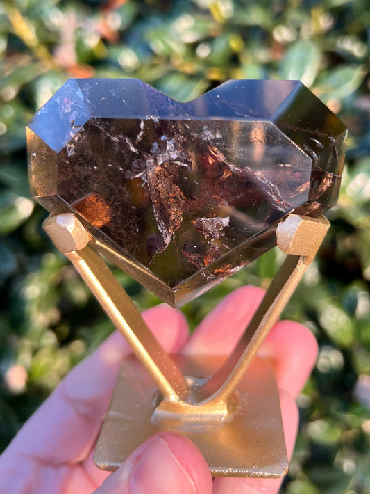 Faceted Quartz Hearts on Stands