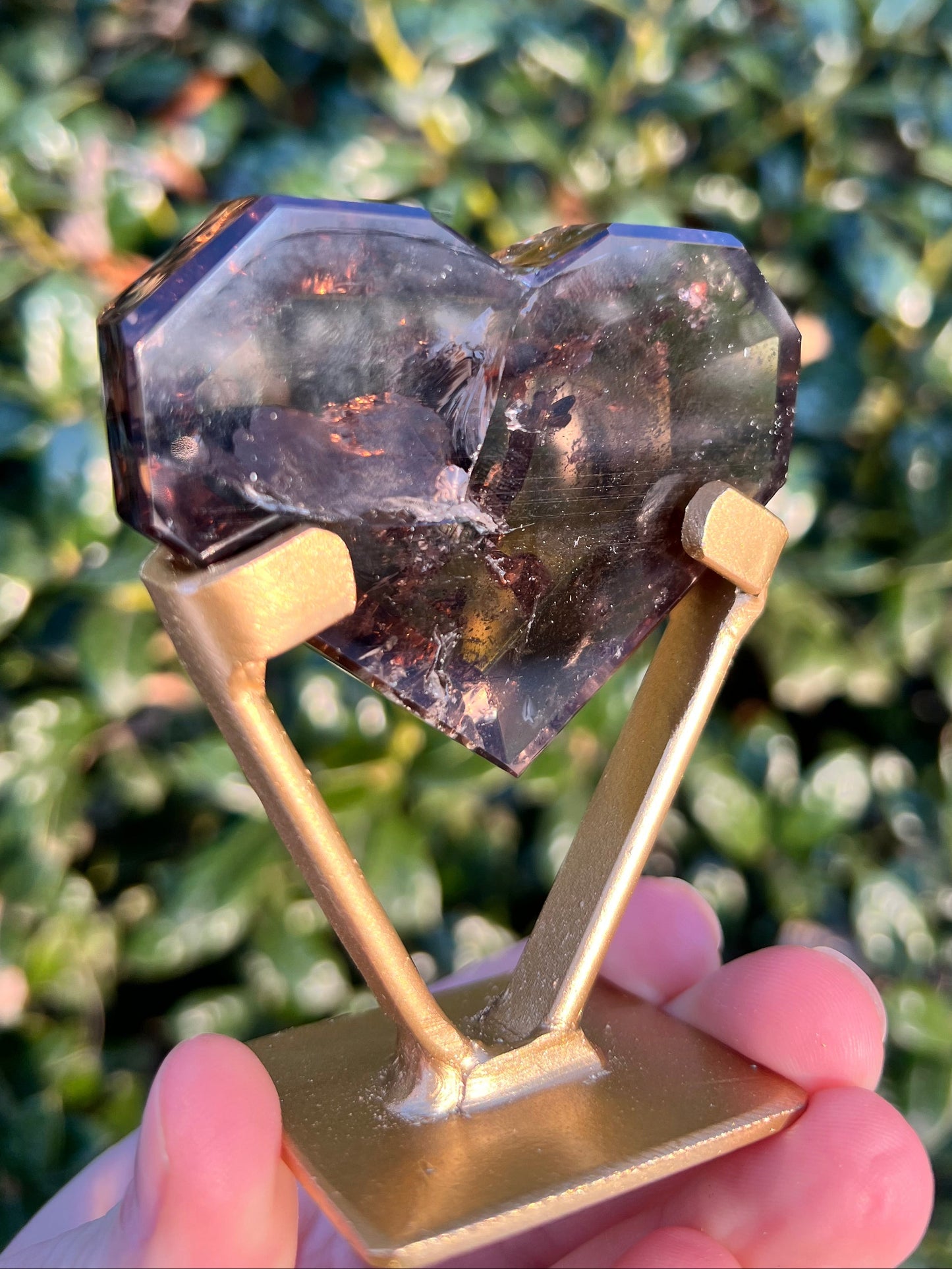 Faceted Quartz Hearts on Stands