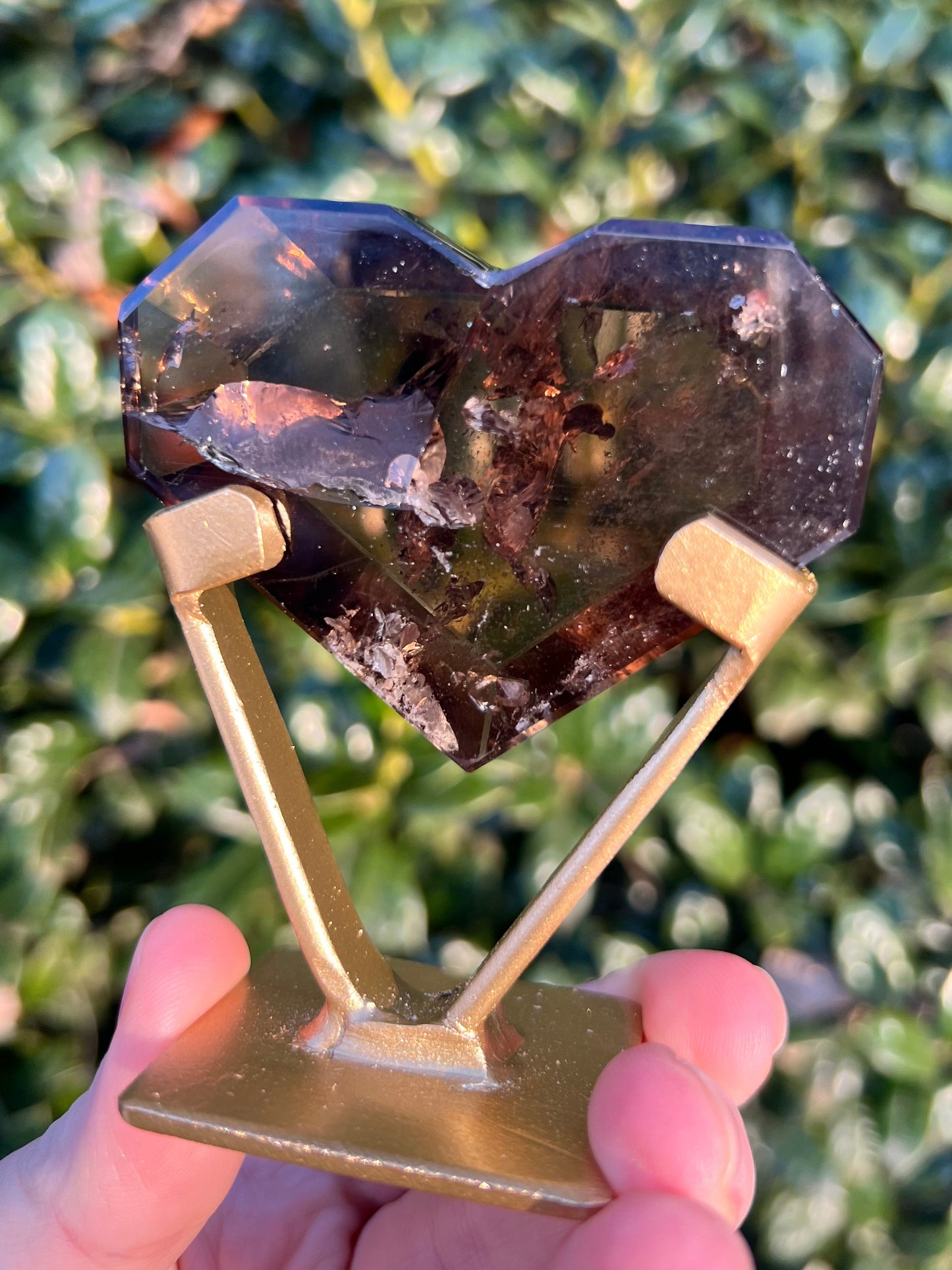 Faceted Quartz Hearts on Stands