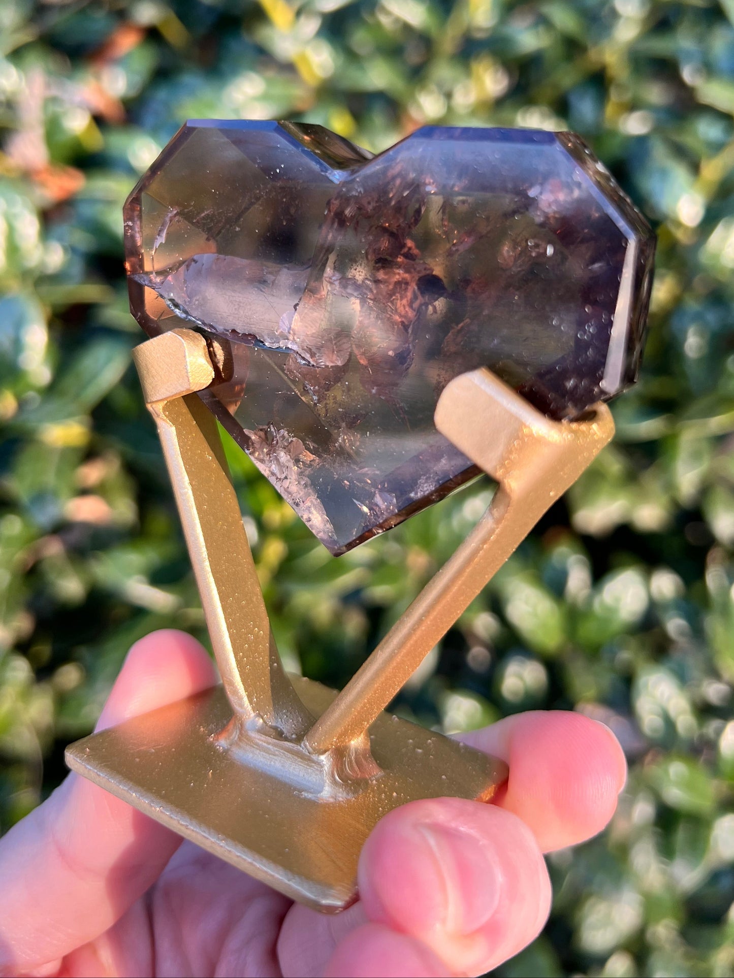Faceted Quartz Hearts on Stands