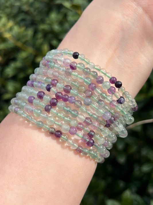 4mm Rainbow Fluorite Beaded Bracelets