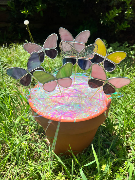 Stained Glass Butterfly Plant Stakes