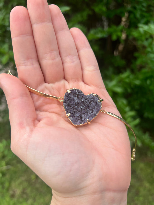 Amethyst Heart Chain Bracelet