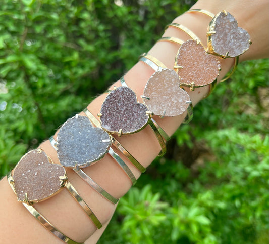 Amethyst Heart Cuff Bracelets