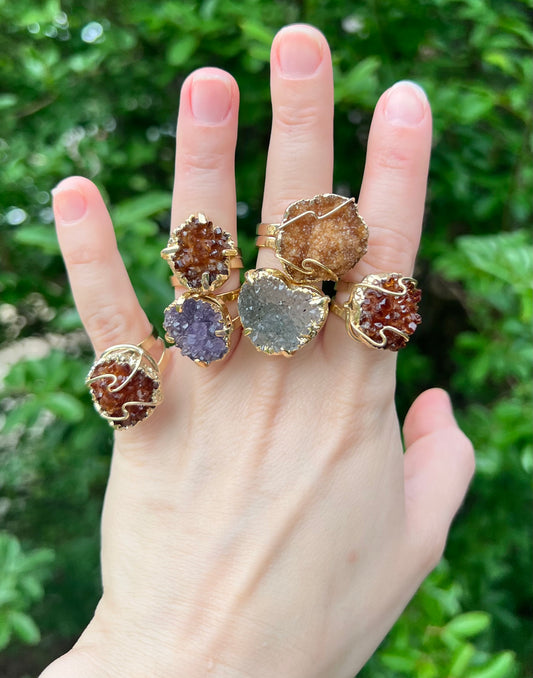 Crystal Cluster Rings
