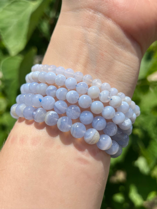 Blue Lace Agate Beaded Bracelets