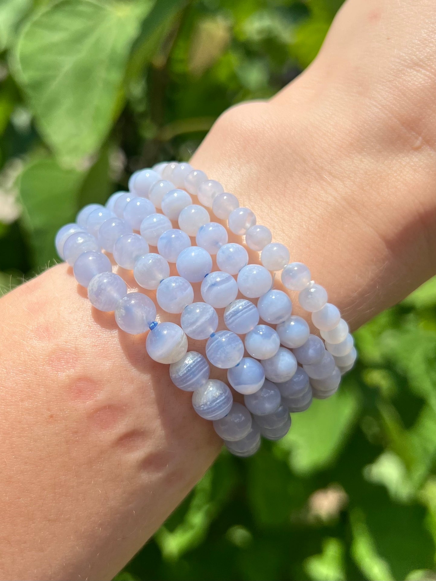 Blue Lace Agate Beaded Bracelets