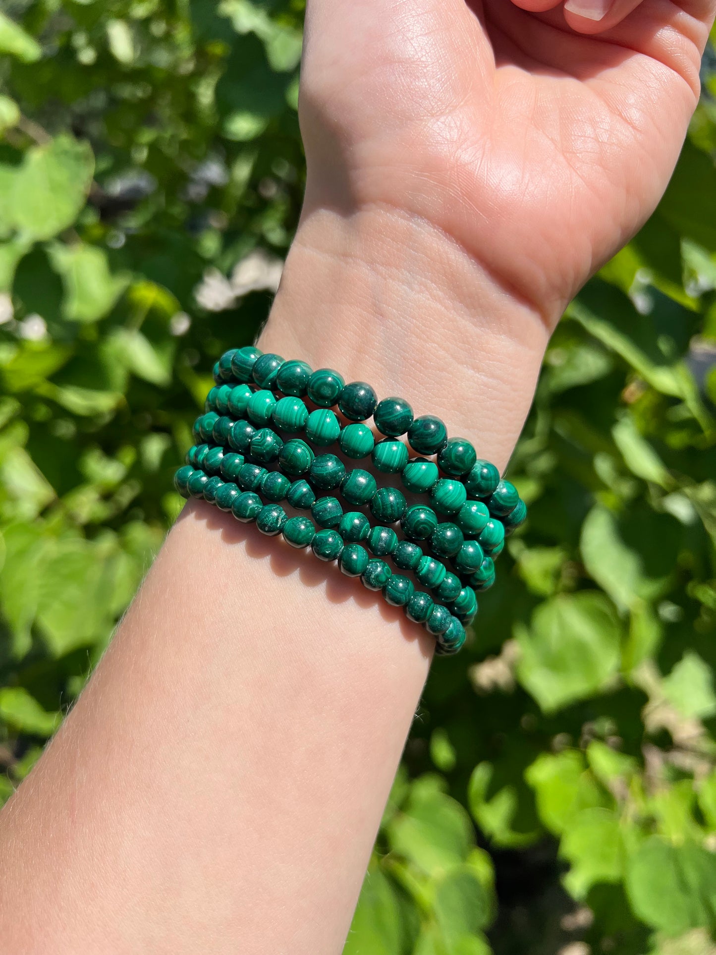 5 mm Malachite Beaded Bracelets