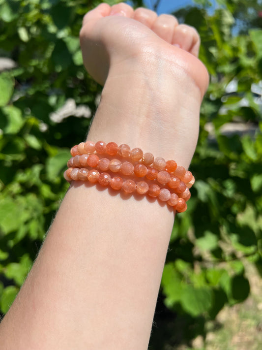 6 mm Faceted Sunstone Beaded Bracelets