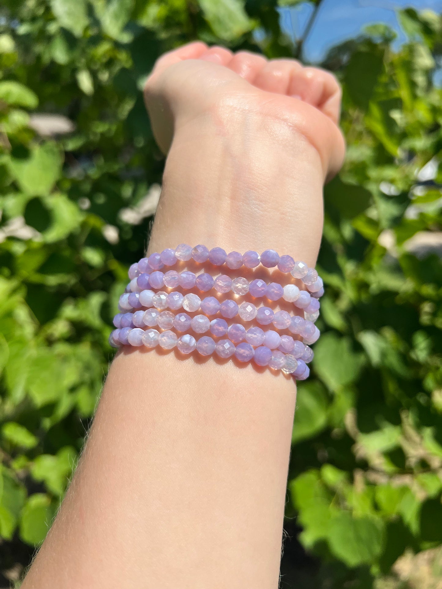 5 mm Faceted Lavender Moon Quartz Beaded Bracelets
