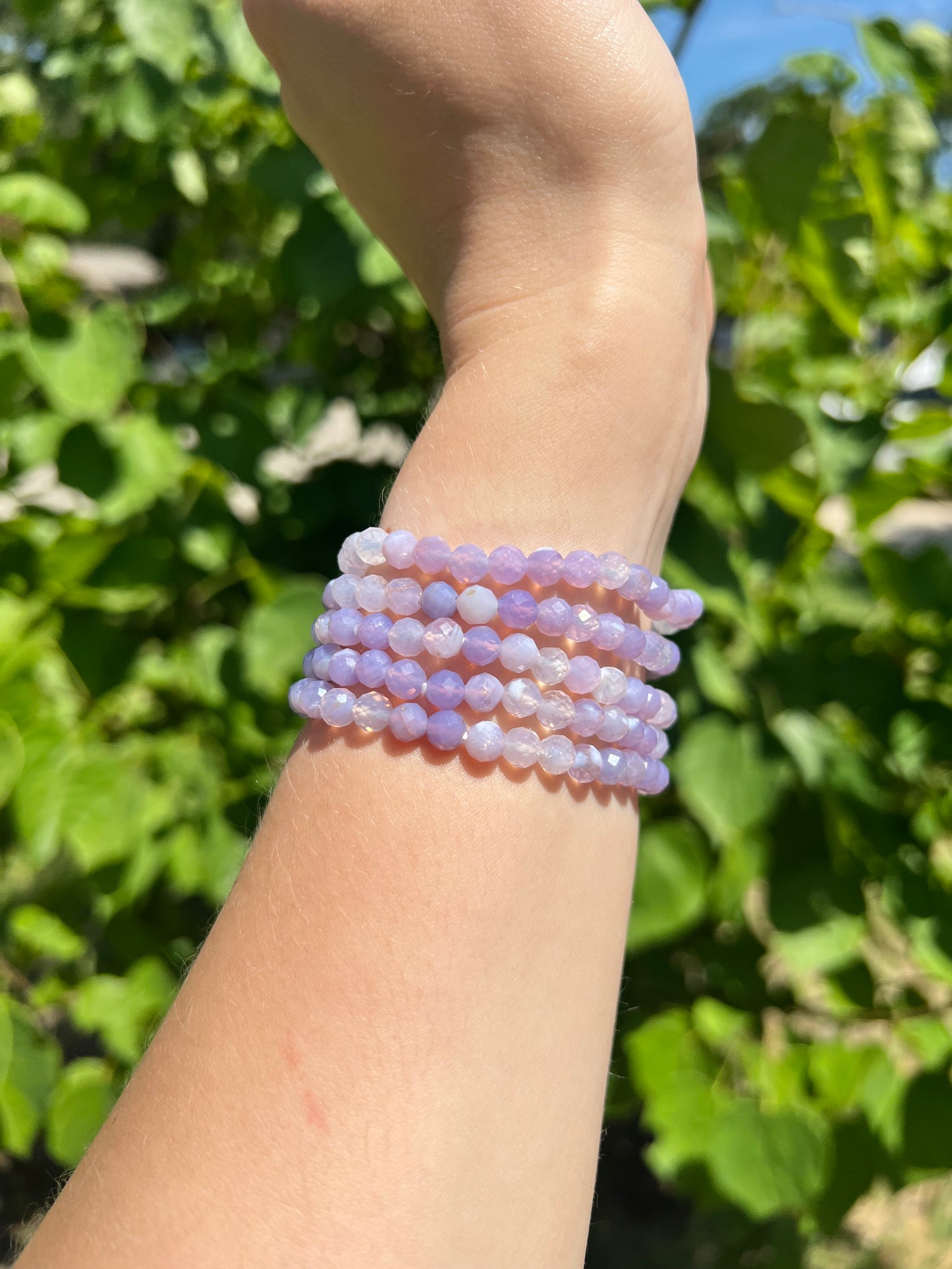 5 mm Faceted Lavender Moon Quartz Beaded Bracelets