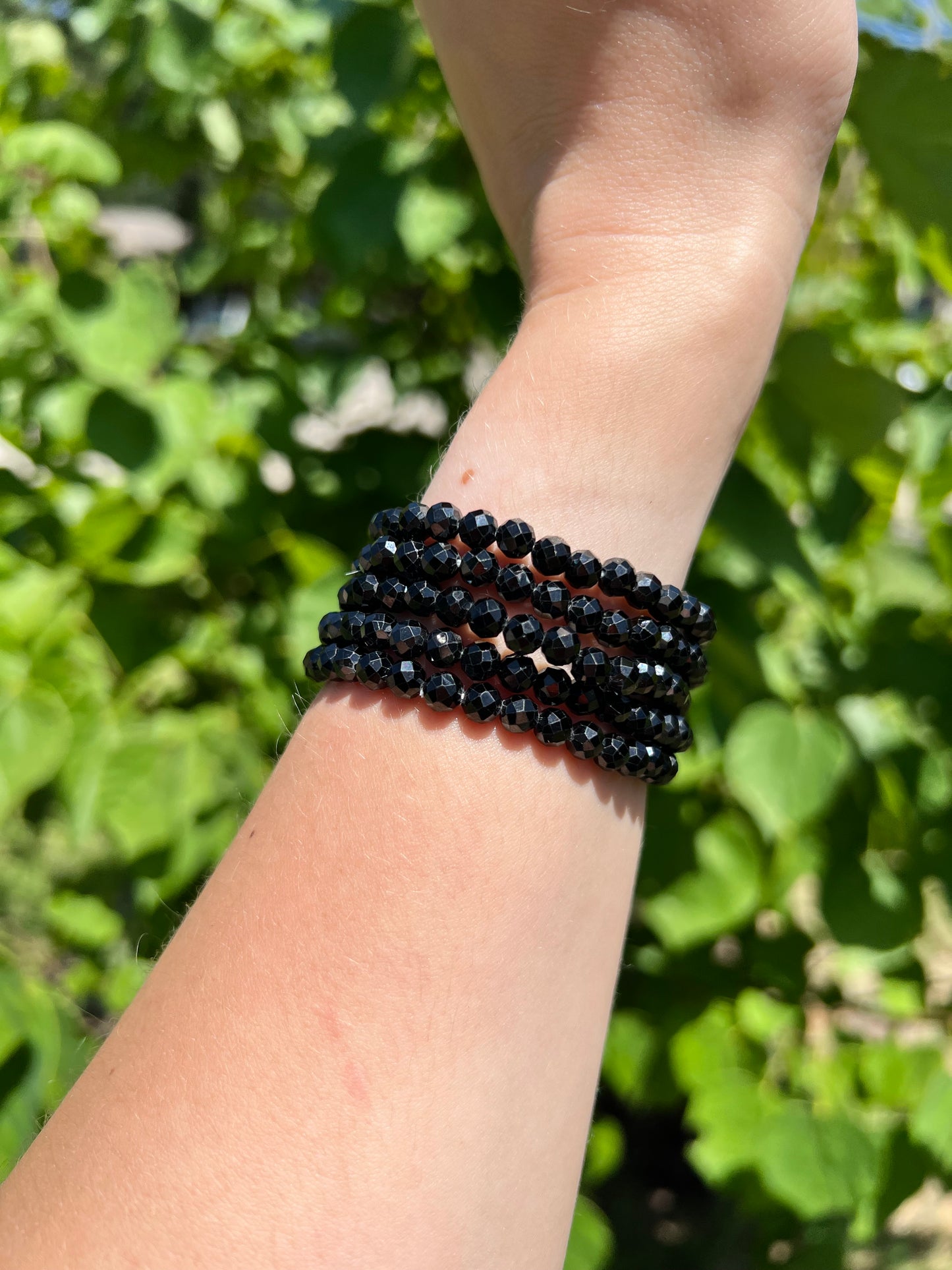 5 mm Faceted Black Spinel Beaded Bracelets