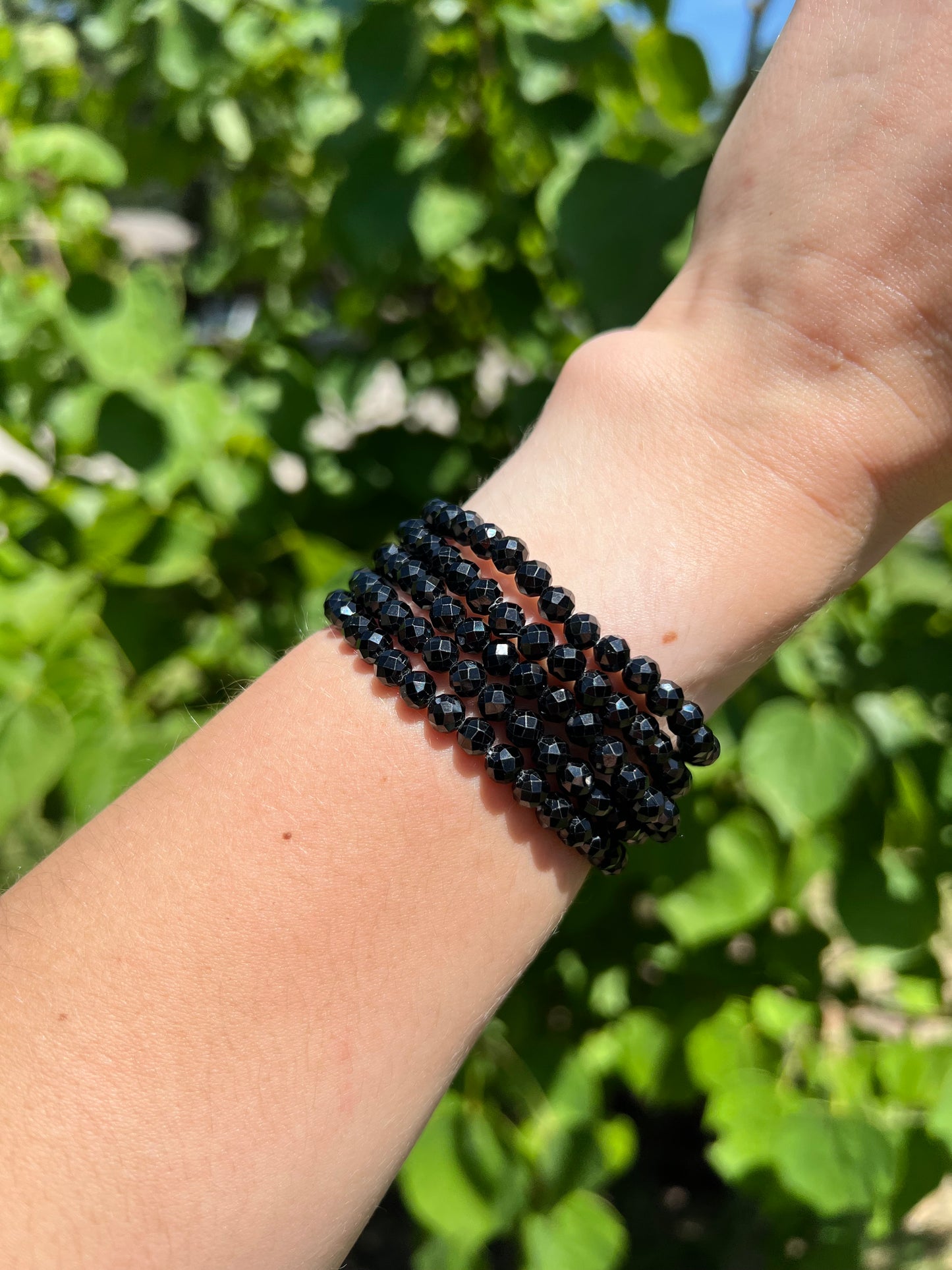 5 mm Faceted Black Spinel Beaded Bracelets