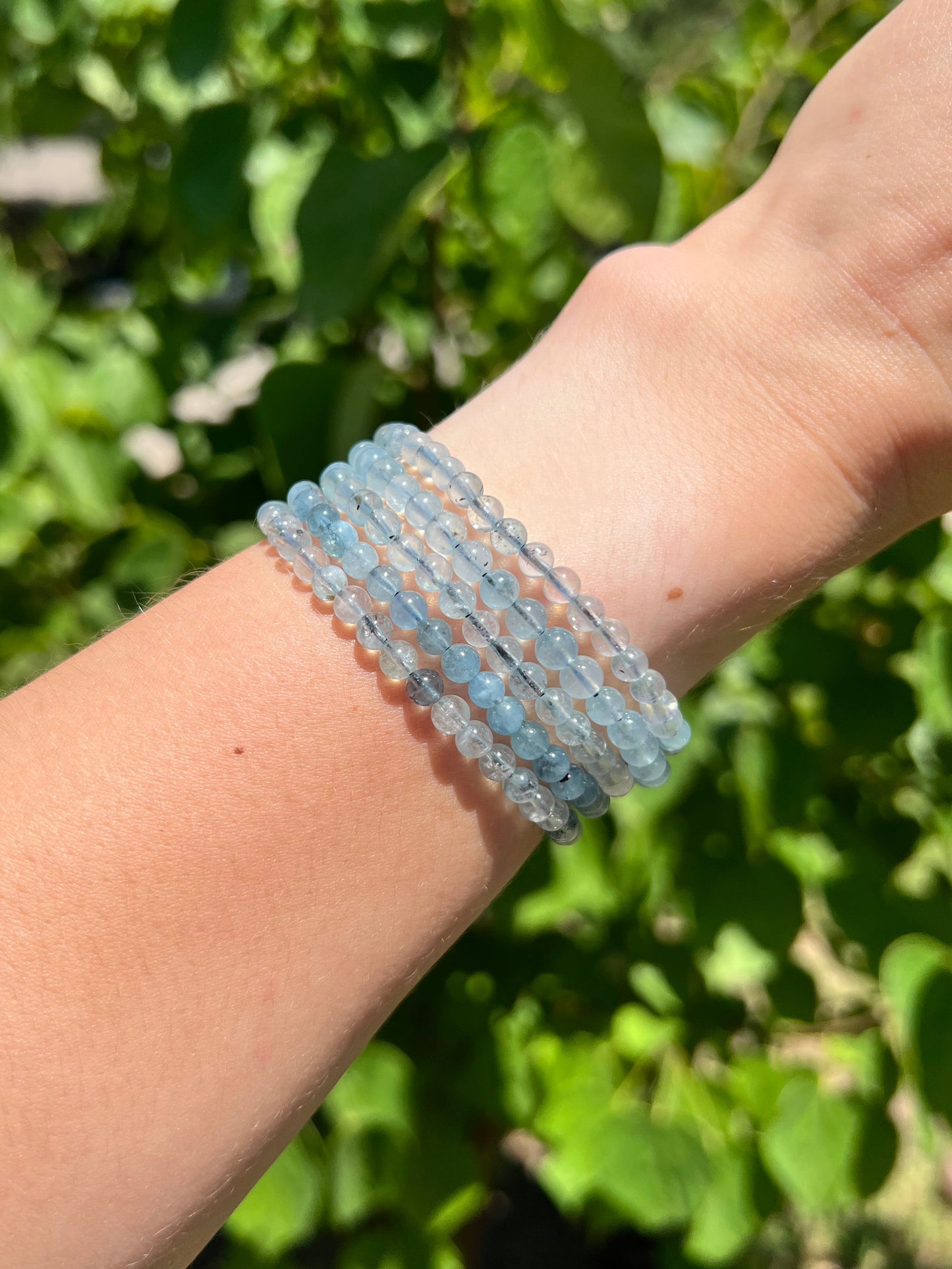 4 mm Aquamarine Beaded Bracelets