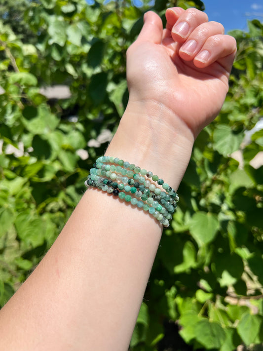4 mm Faceted Emerald Beaded Bracelets