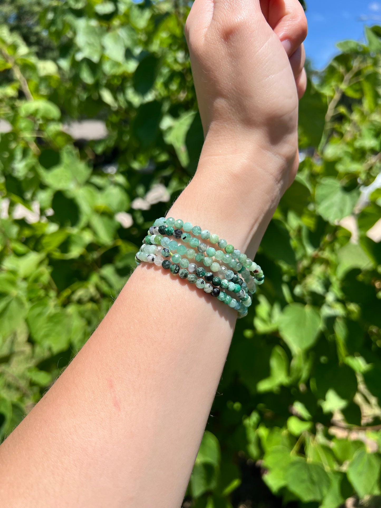 4 mm Faceted Emerald Beaded Bracelets