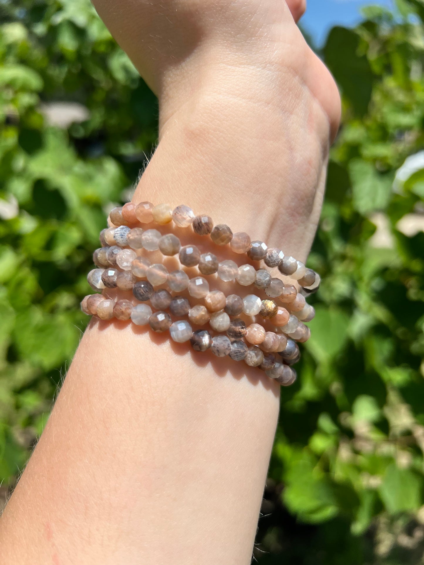 6 mm Rainbow Moonstone Beaded Bracelets