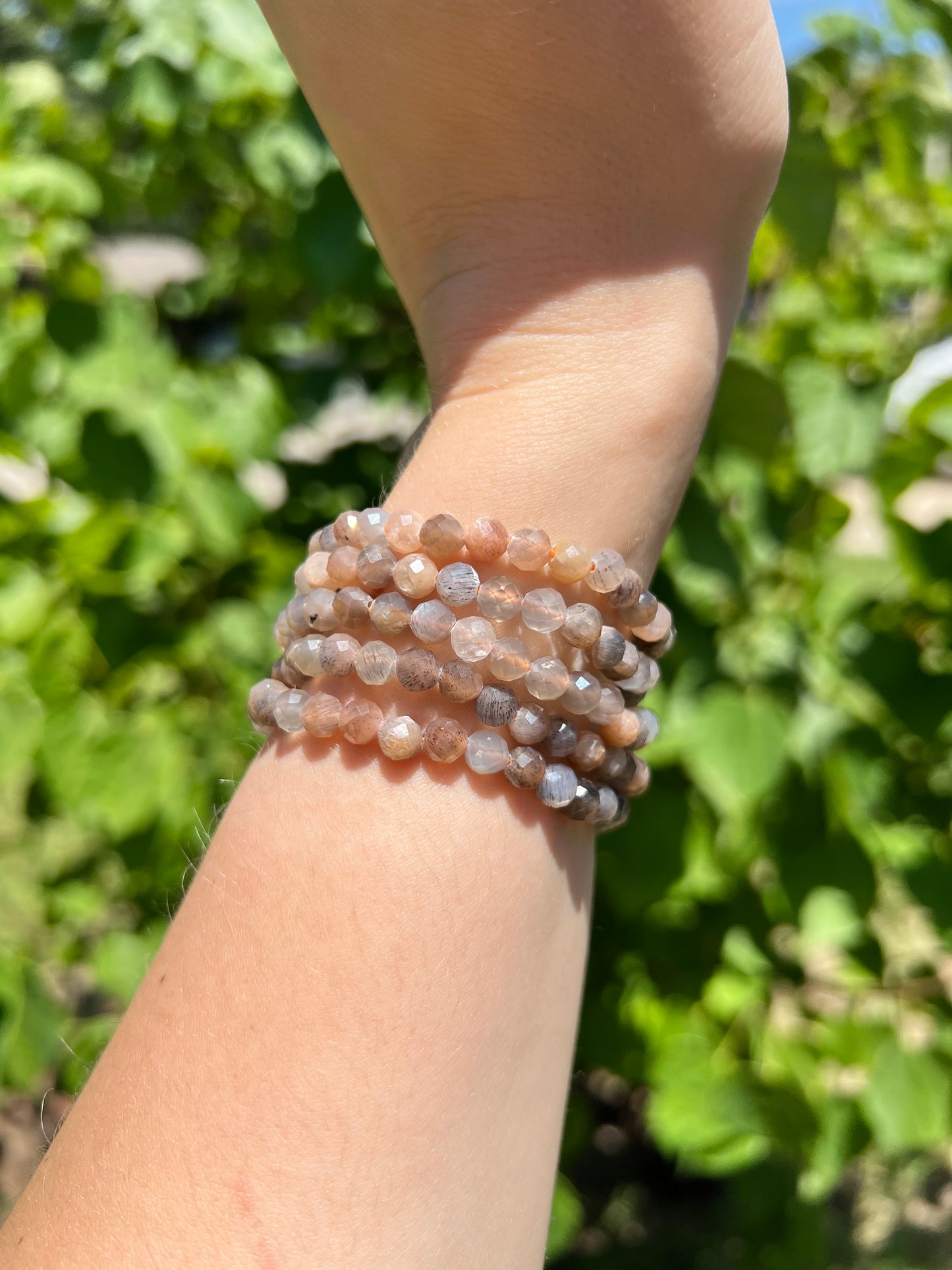 6 mm Rainbow Moonstone Beaded Bracelets