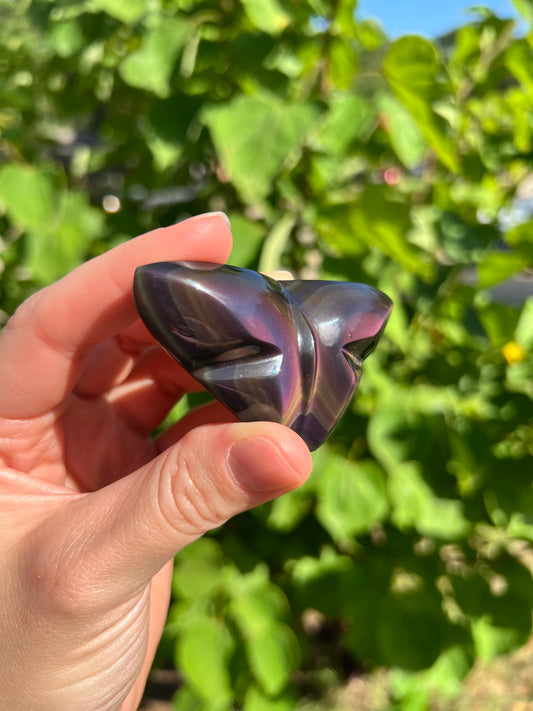 Rainbow Obsidian Butterfly Carvings
