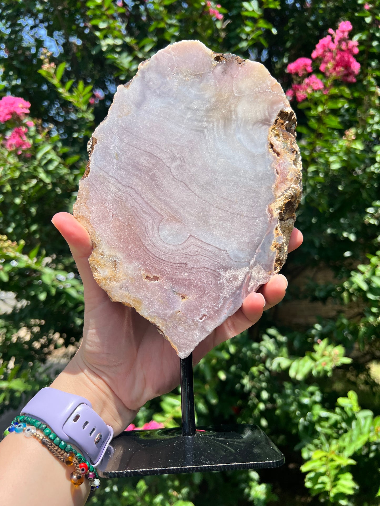 Pink Amethyst Slab on Stand
