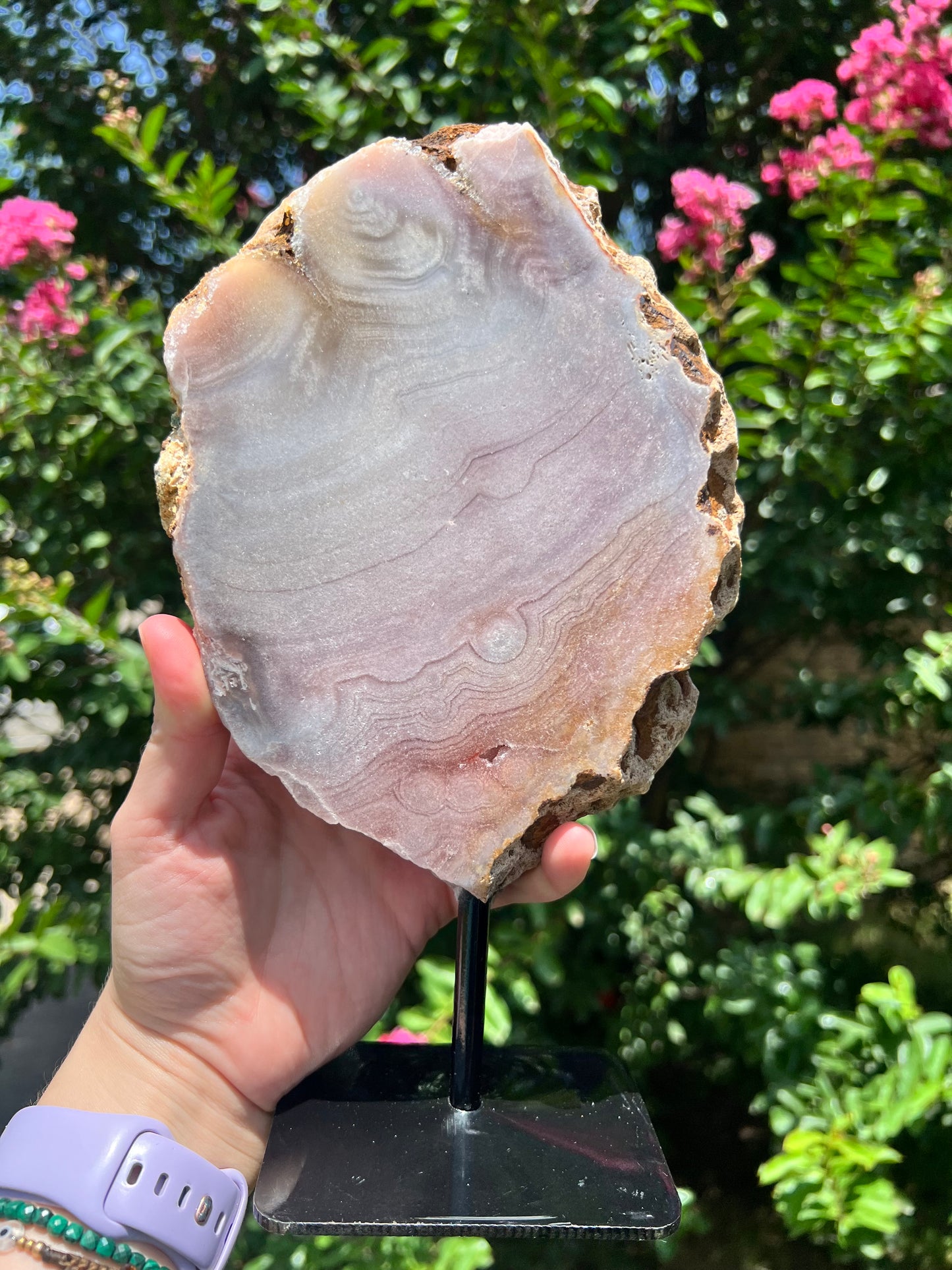 Pink Amethyst Slab on Stand