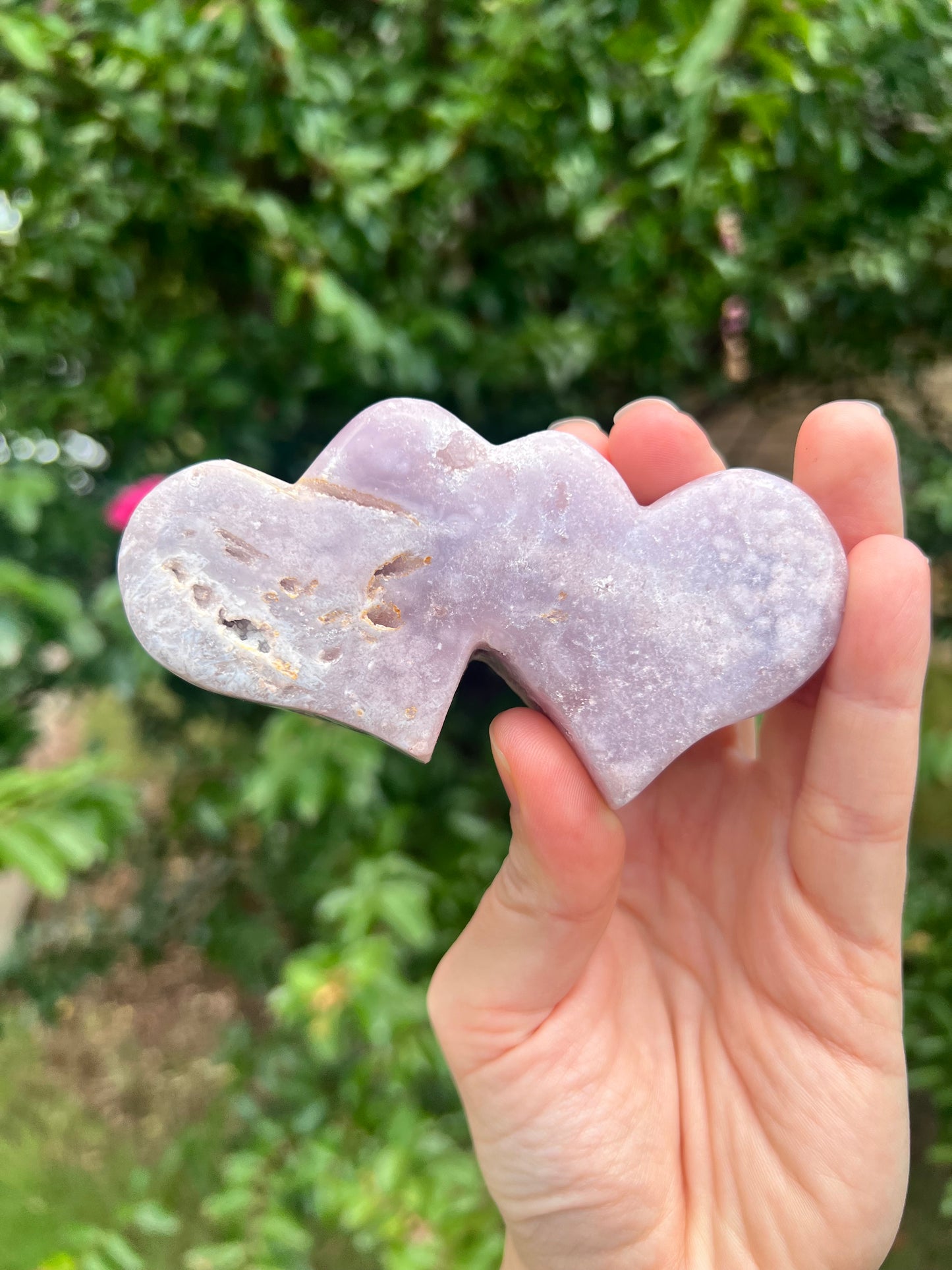 Pink Amethyst Double Hearts