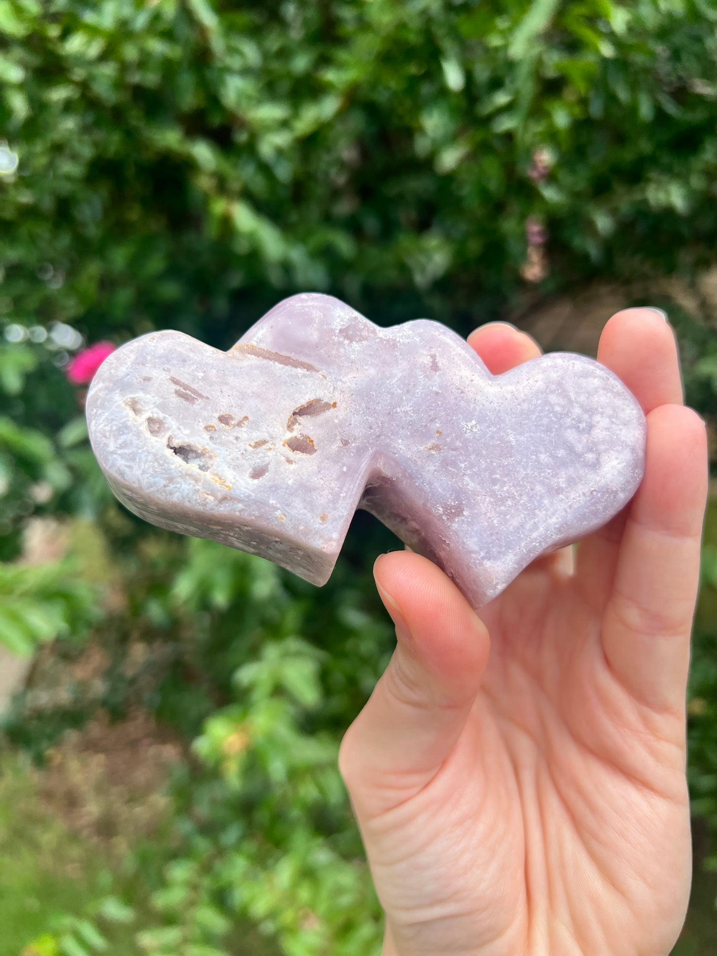 Pink Amethyst Double Hearts