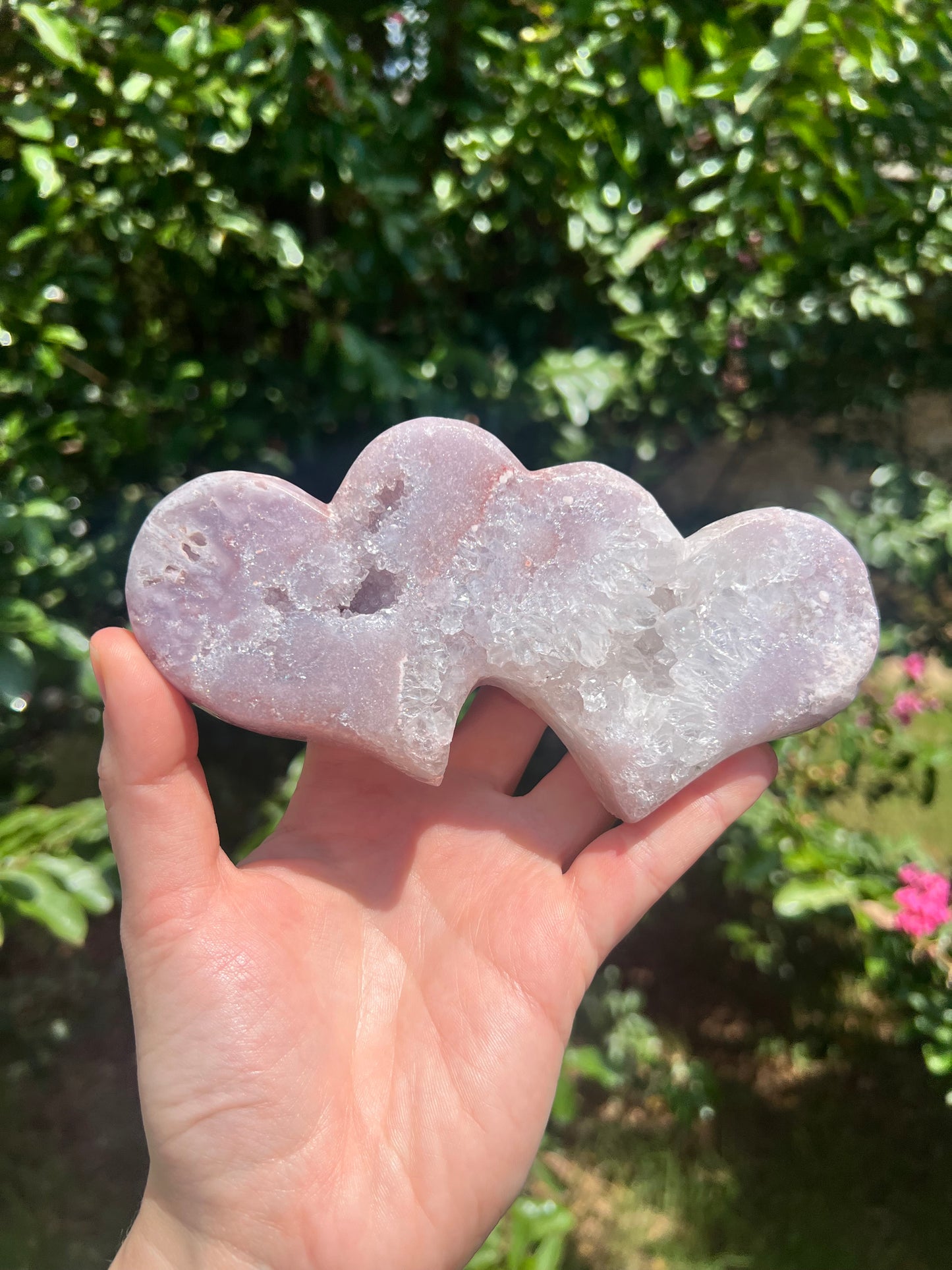Pink Amethyst Double Hearts