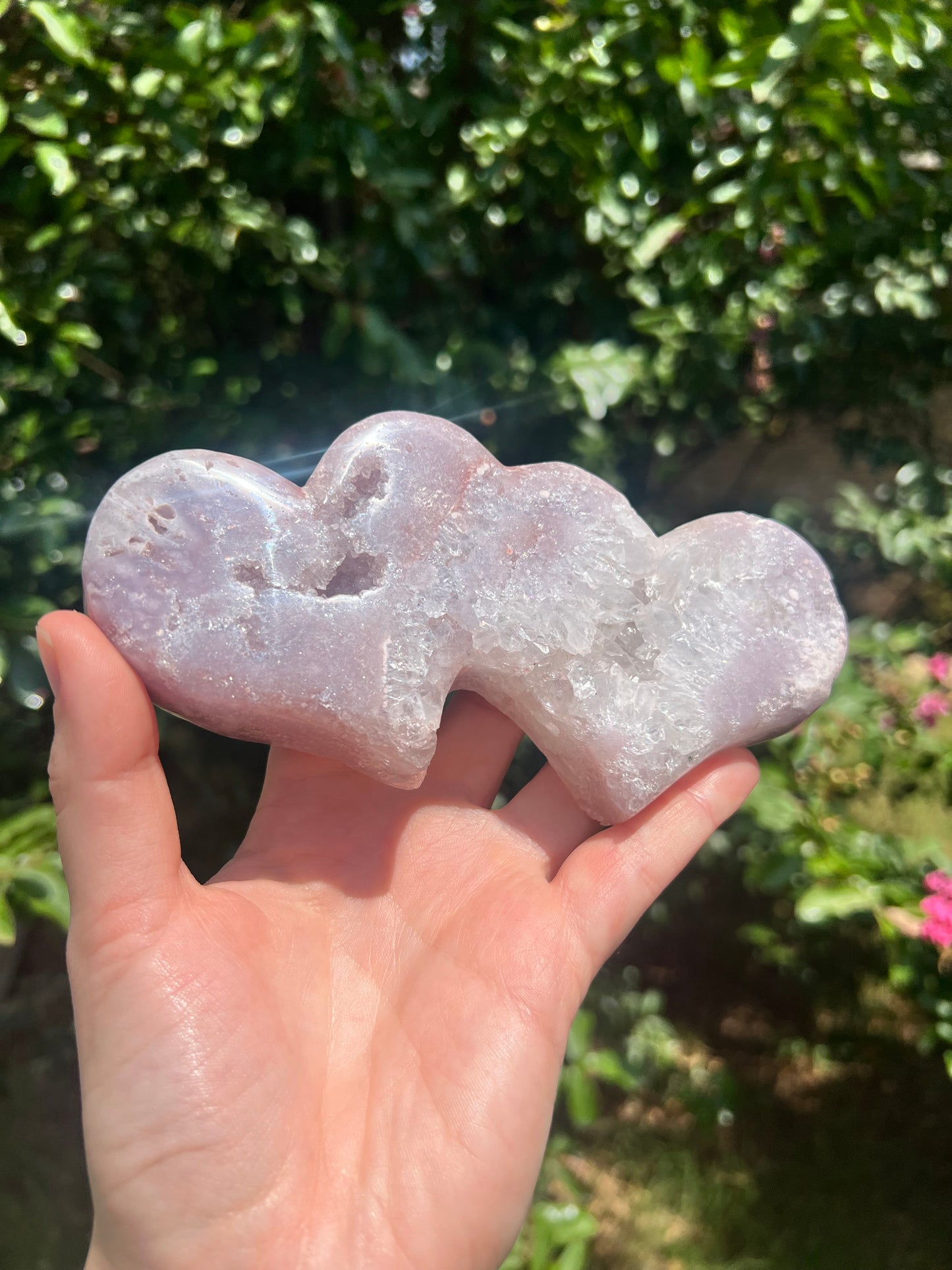 Pink Amethyst Double Hearts