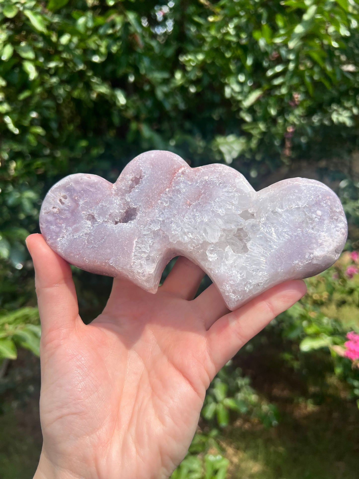 Pink Amethyst Double Hearts