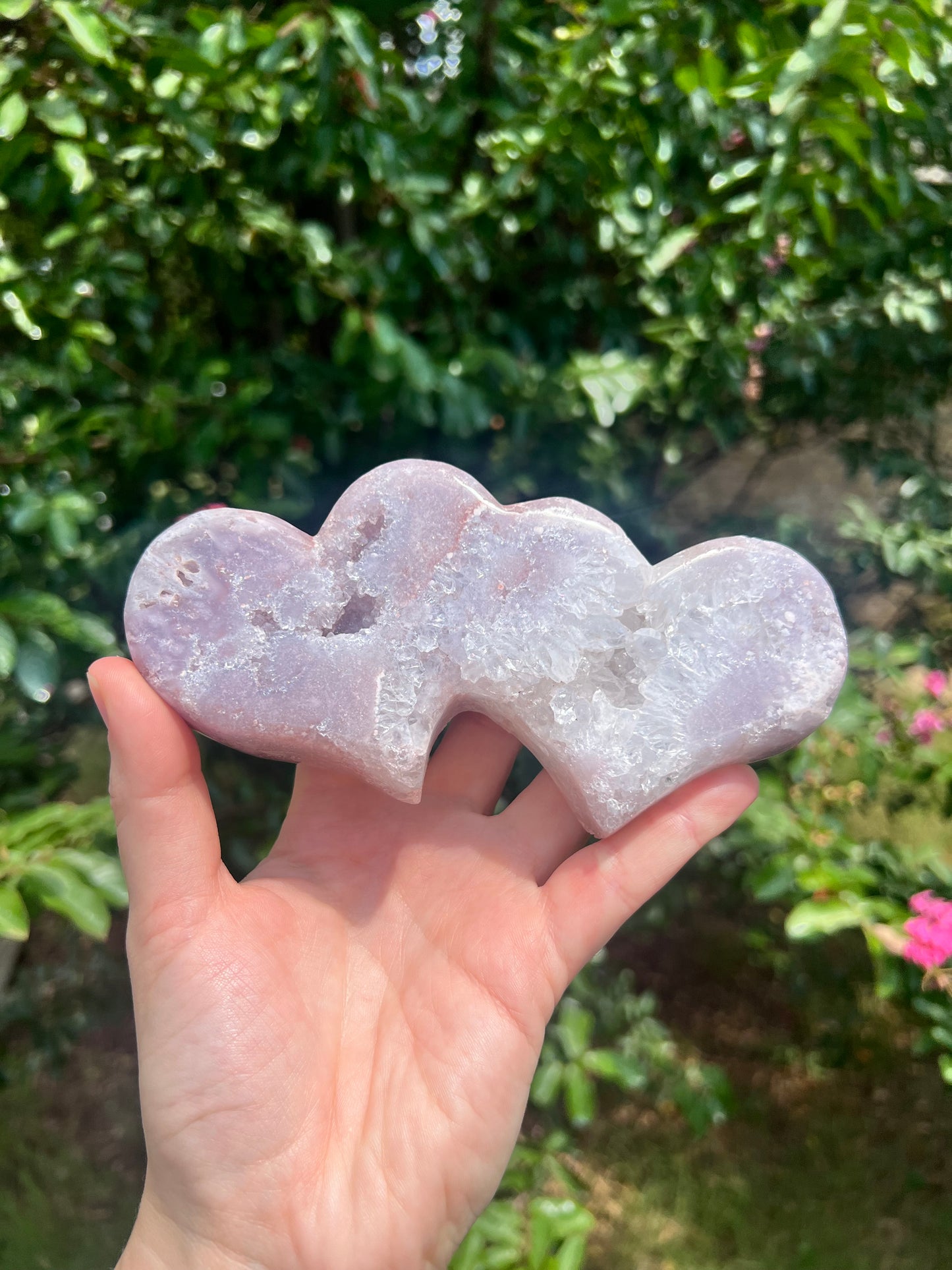 Pink Amethyst Double Hearts