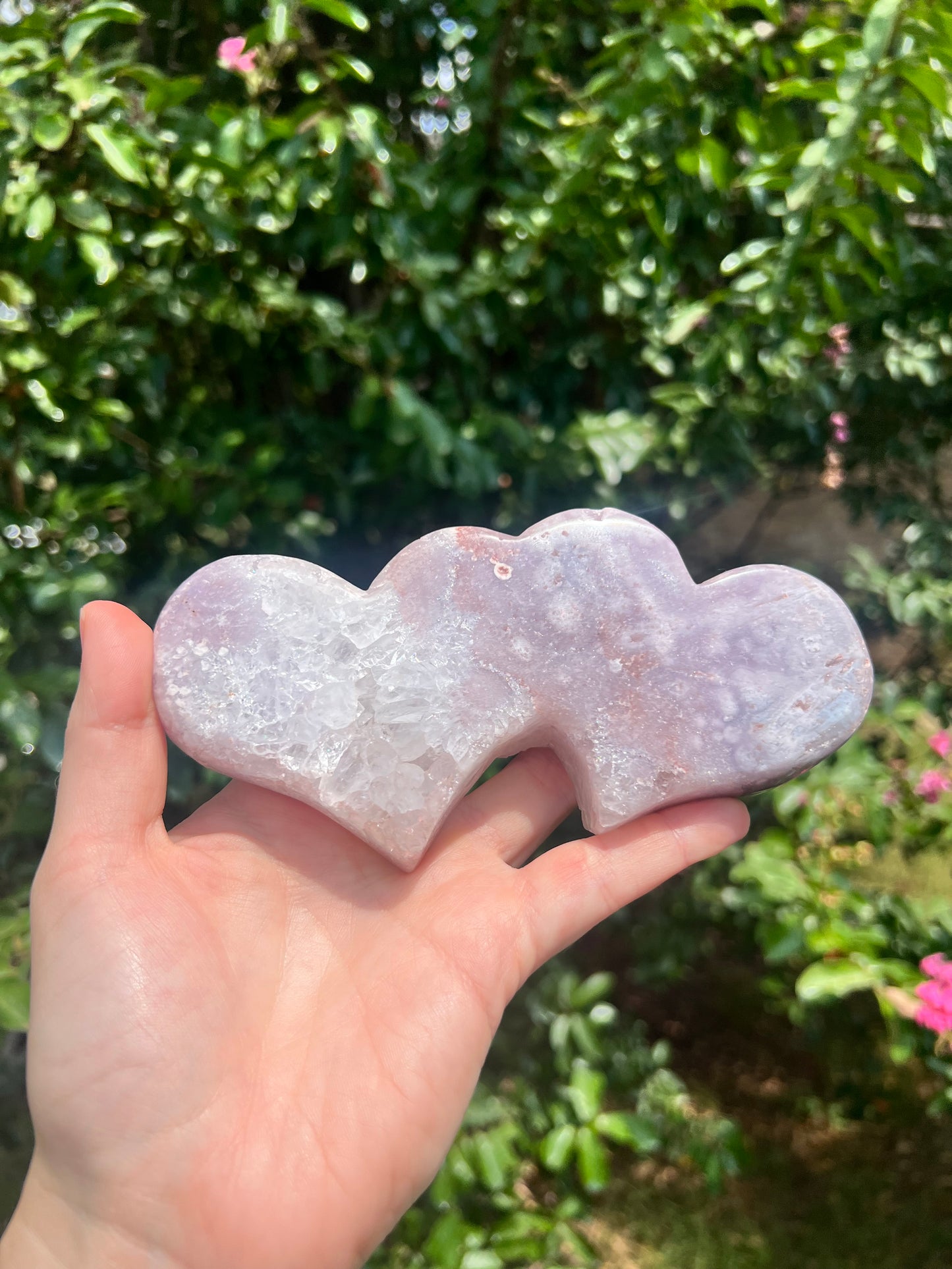 Pink Amethyst Double Hearts